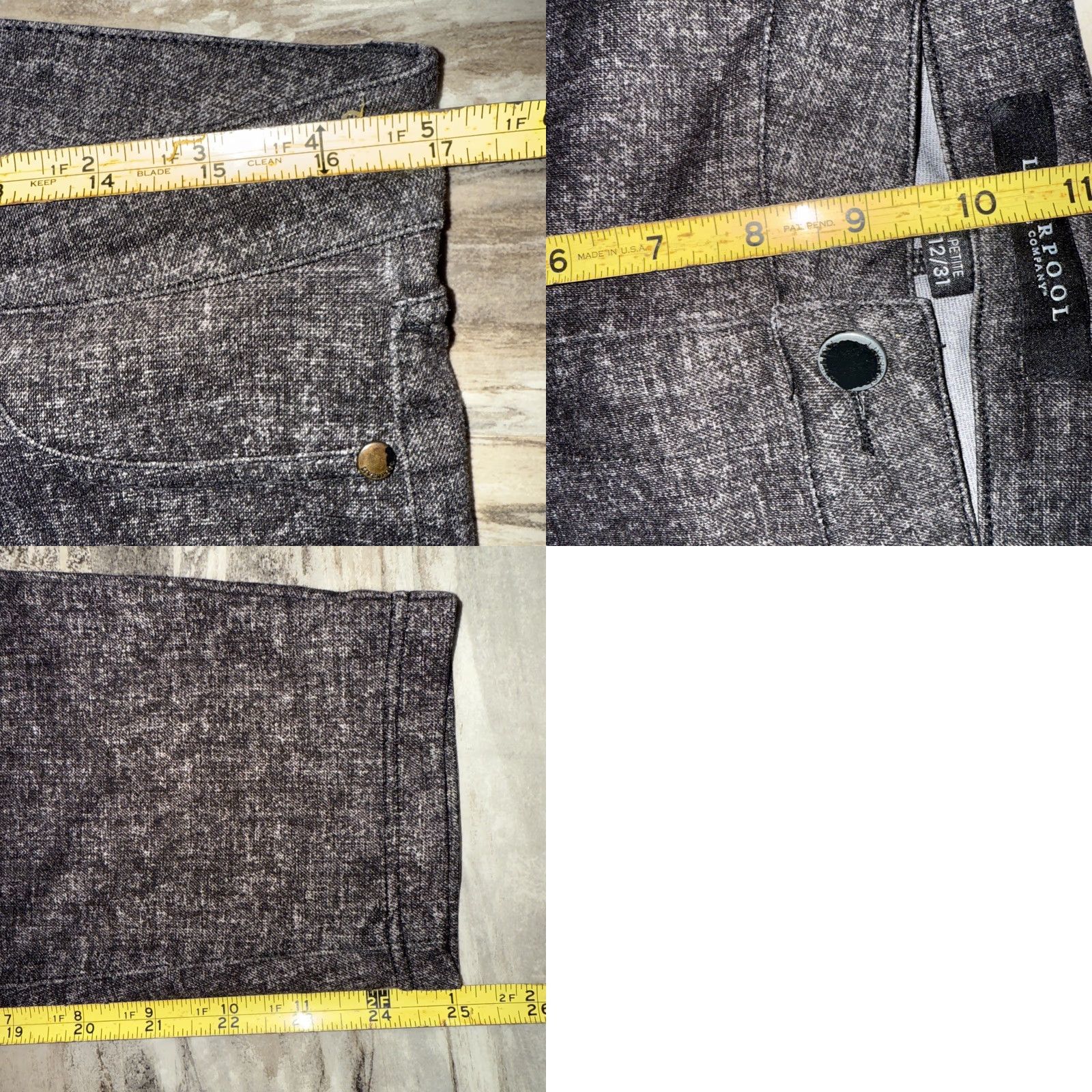 Vintage Liverpool Dress Pants Charcoal Black Heathered Tapered 25 Inseam 12P Petite Women’s Workwear Pants Size 34" / US 12 / IT 48 - 8 Thumbnail