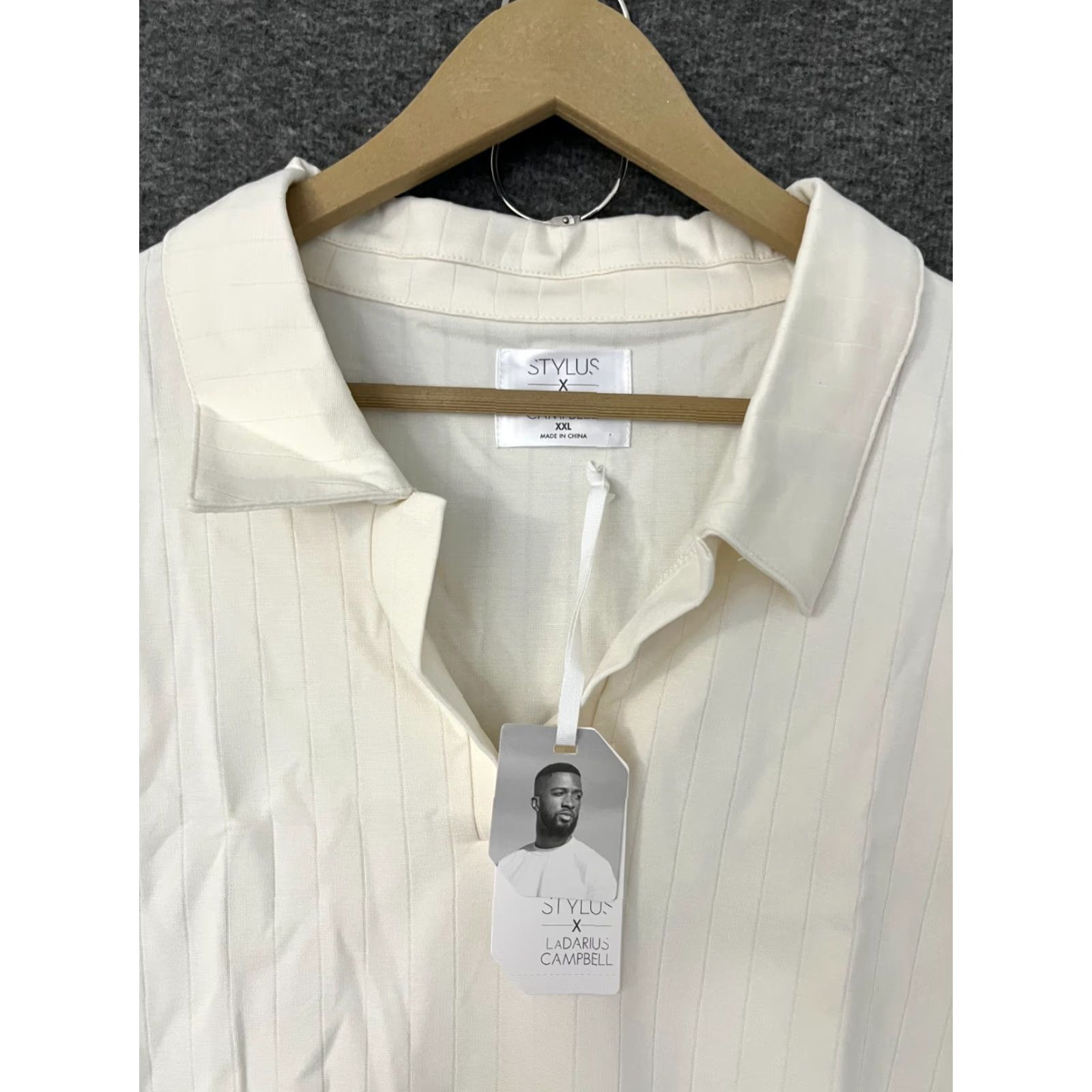 Vintage Ladarius Campbell STYLUS X Men's Stripe Shirt Ivory Polo 2XL Size US XXL / EU 58 / 5 - 3 Thumbnail