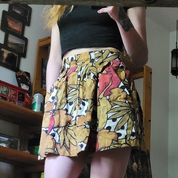 Vintage Vintage High Rise Mini Skirt Red Cardinal Print - Size 6 Size 26" / US 2 / IT 38 - 6 Thumbnail