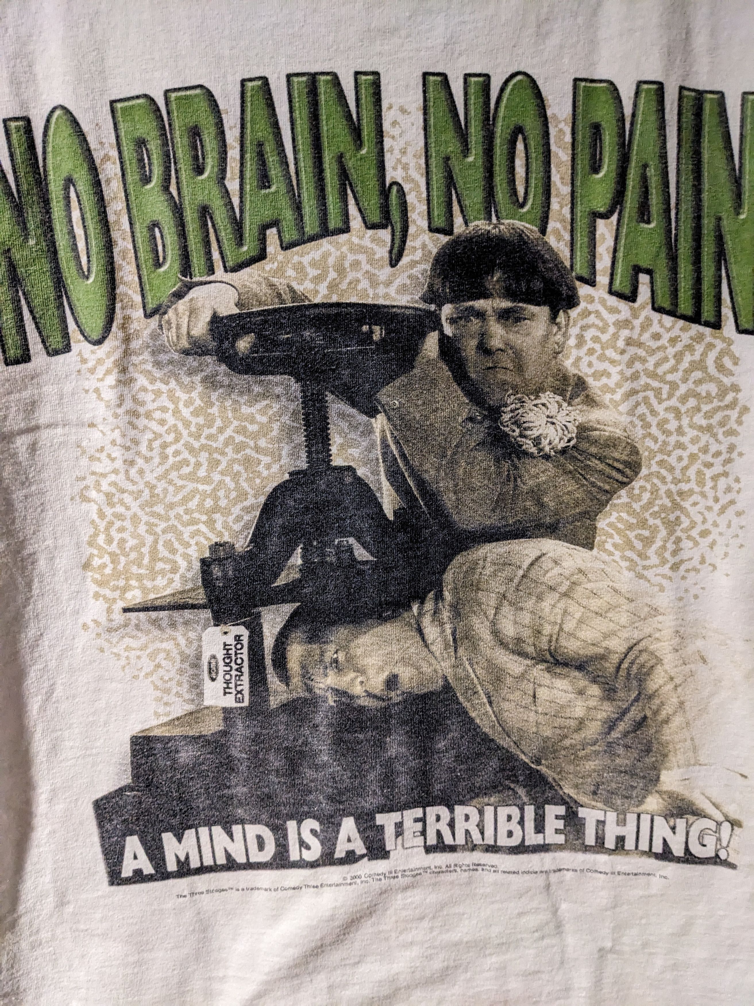 Vintage Vintage 2000 Three Stooges No Brain No Pain X-Large T-Shirt Size US XL / EU 56 / 4 - 2 Thumbnail