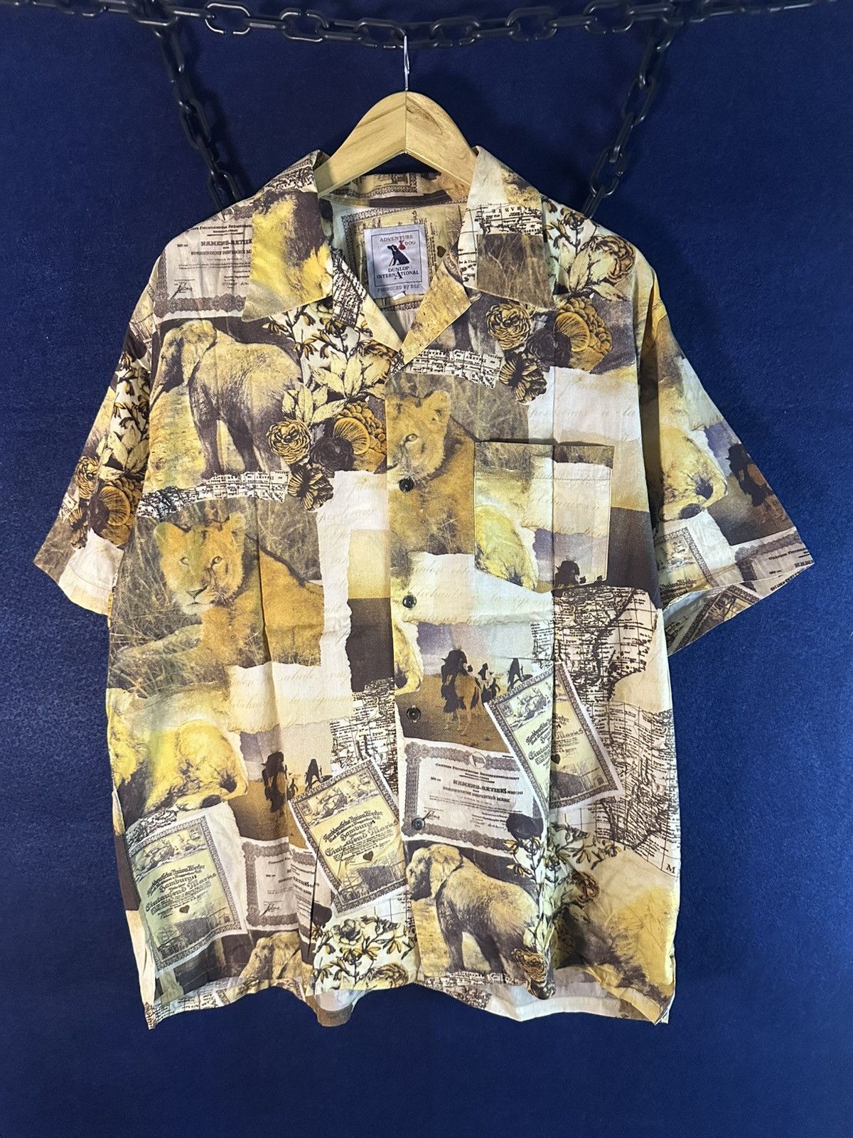GOA Crazy Rare!!! Vintage 90s Dunlop Safari AOP Shirt GOA style Size US L / EU 52-54 / 3 - 1 Thumbnail