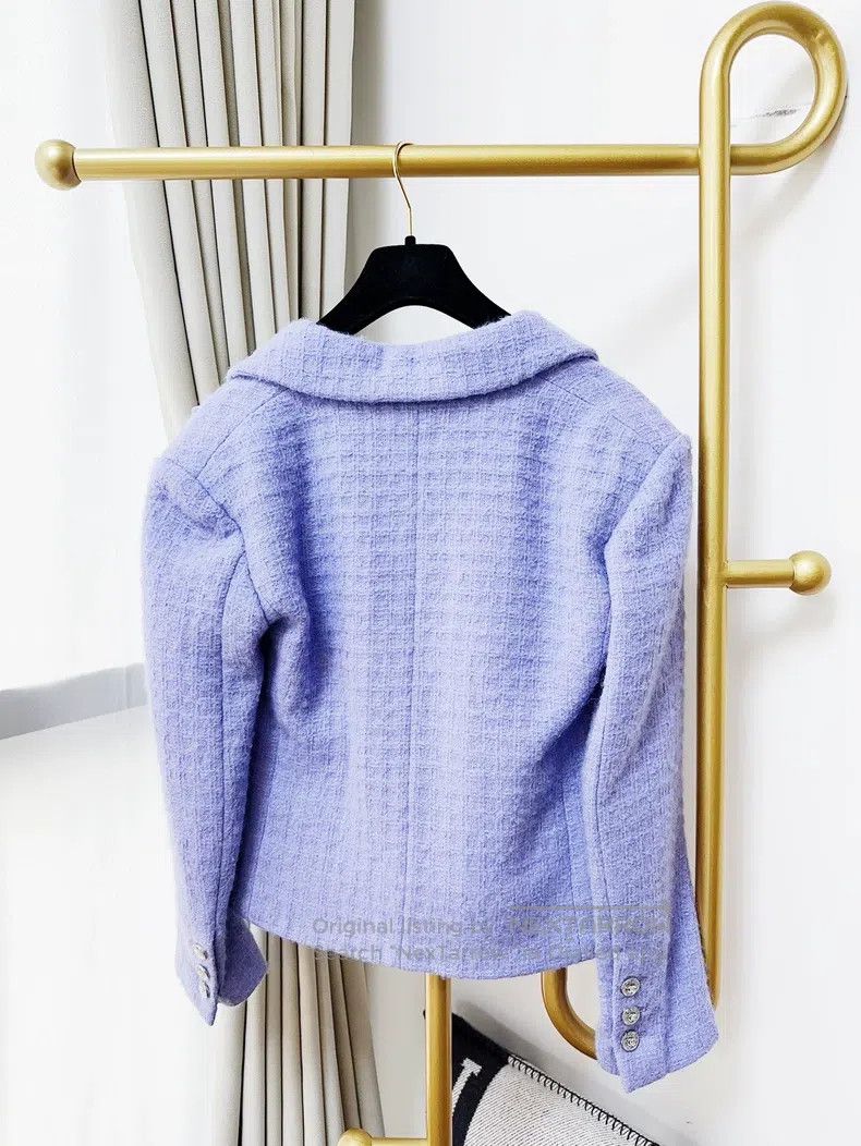 Chanel Chanel 21K autumn and winter taro purple lapel dark patter Size XXS / US 00 / IT 34 - 3 Thumbnail