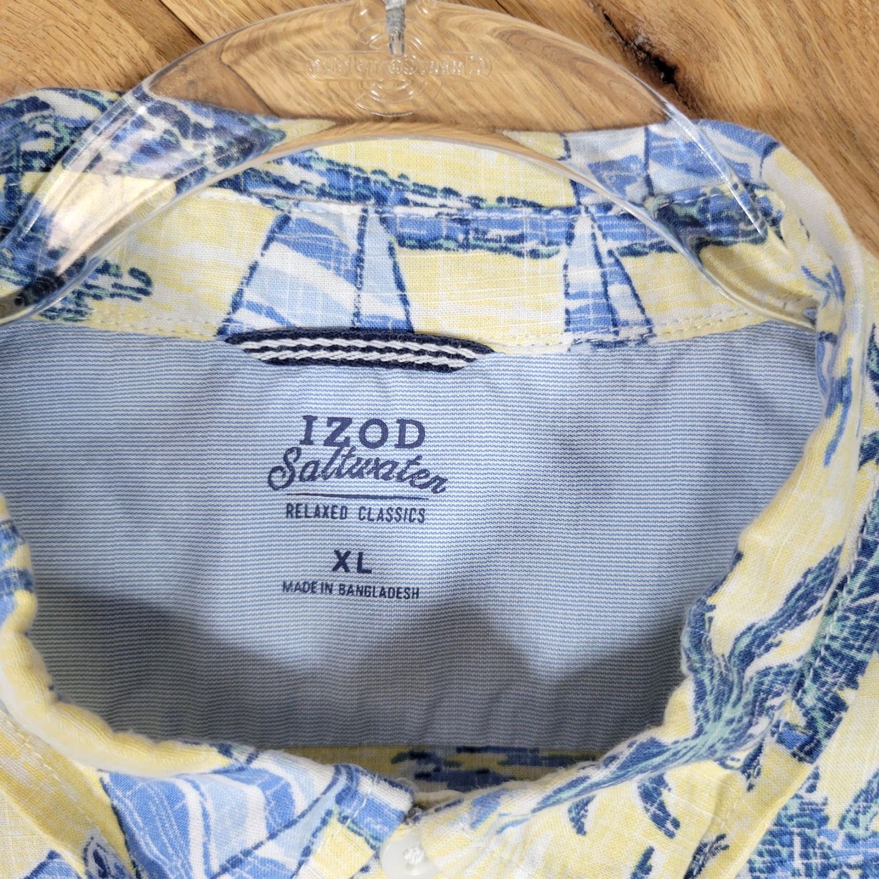Izod VINTAGE Izod Saltwater Mens XL Hawaiian Shirt Blue & Yellow Sailboat Print Relaxed Size US XL / EU 56 / 4 - 2 Thumbnail