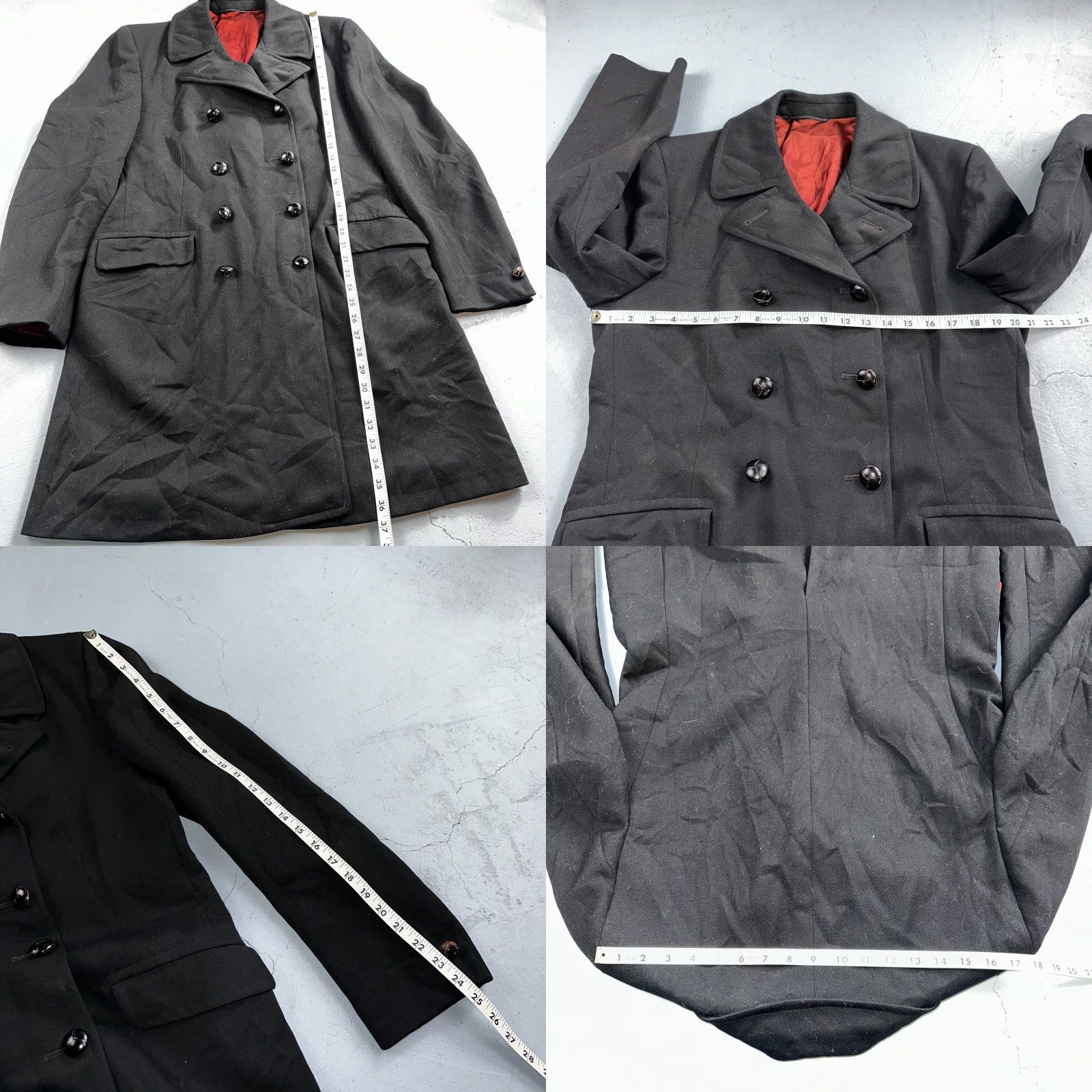 Vintage Vintage 1960s Black Wool Military Pea Coat Rockabilly 60s Double Breast Jacket Size US M / EU 48-50 / 2 - 8 Thumbnail