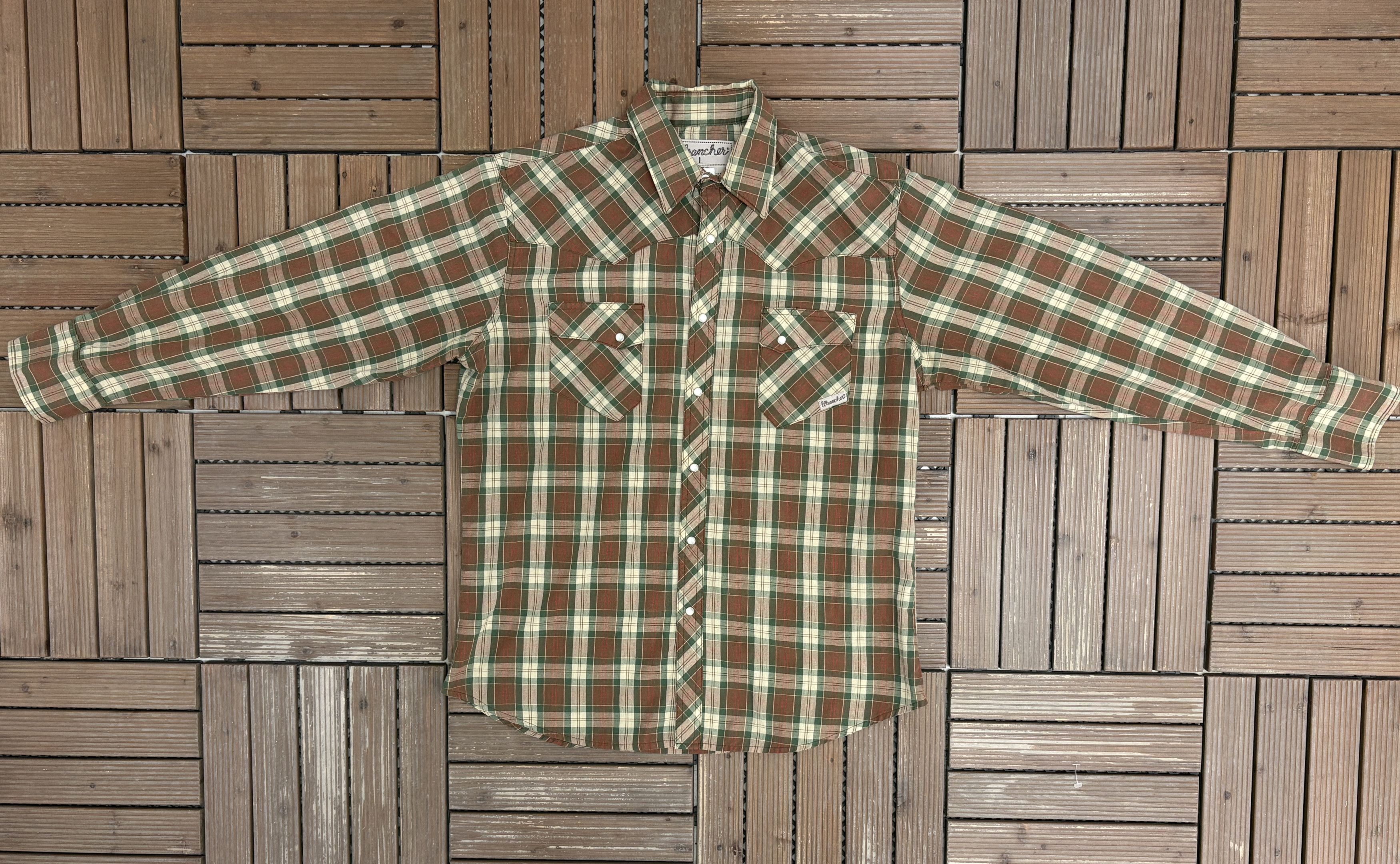 Vintage Wrancher by Wrangler Plaid Vintage Button Down Shirt Size US L / EU 52-54 / 3 - 5 Thumbnail