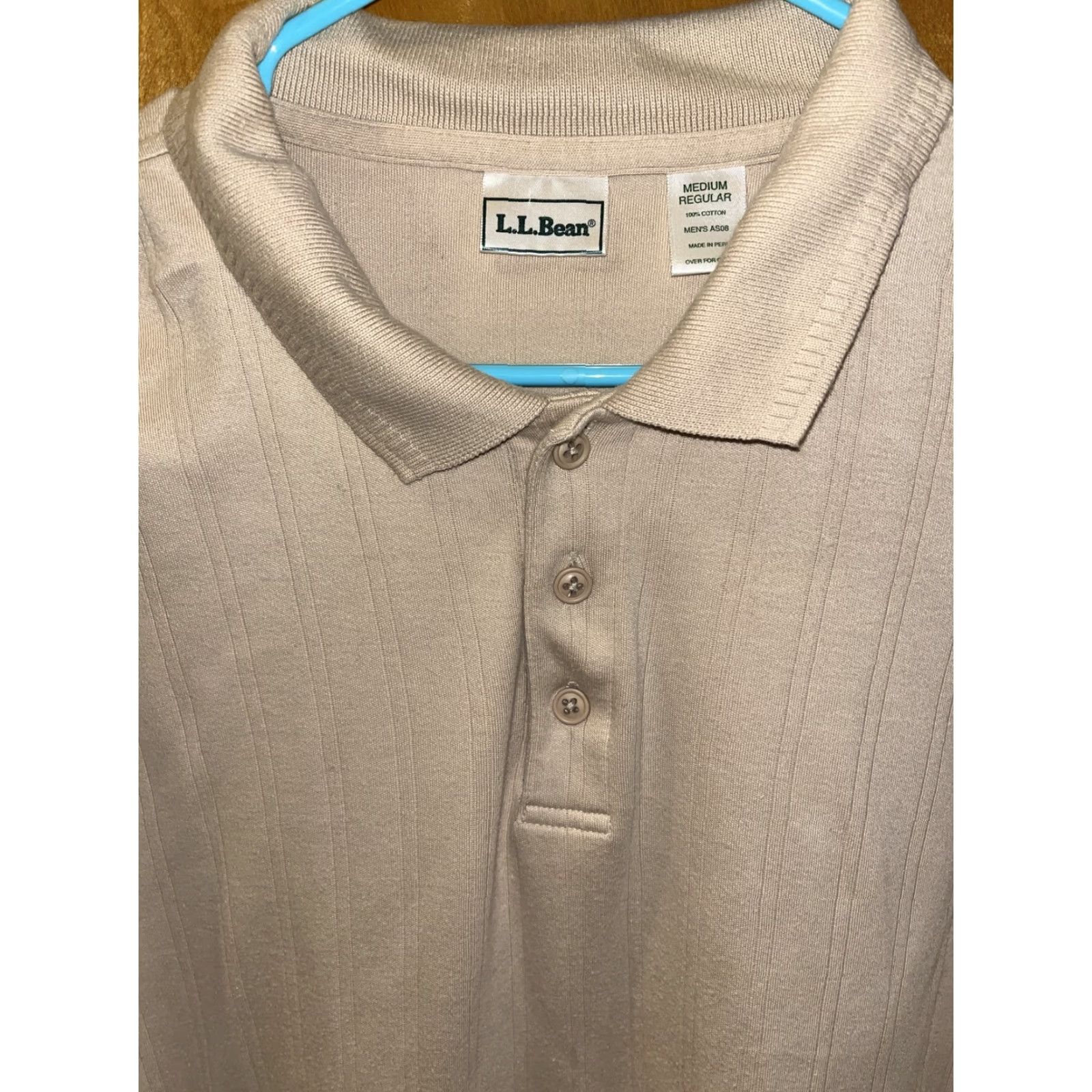 Vintage VINTAGE L.L. Bean Polo Shirt Beige Striped Long Sleeve Adult Medium Outdoor Preppy Mens Size US M / EU 48-50 / 2 - 2 Thumbnail