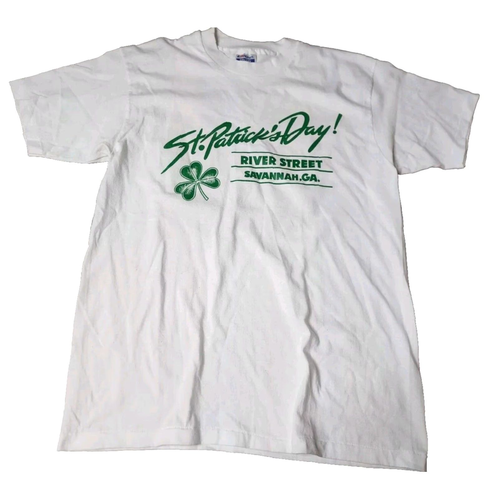 Hanes VINTAGE Hanes L Mens Graphic Print Short Sleeve T Shirt Savannah GA Dockside Seafood White Size US L / EU 52-54 / 3 - 2 Thumbnail