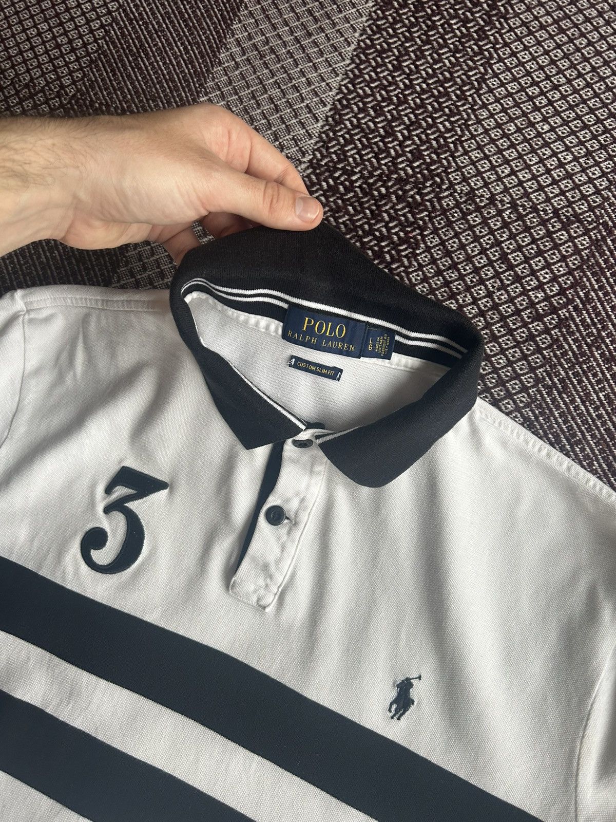 Polo Ralph Lauren Polo Ralph Lauren Polo Shirt Large White 3 Striped Logo Size US L / EU 52-54 / 3 - 9 Thumbnail