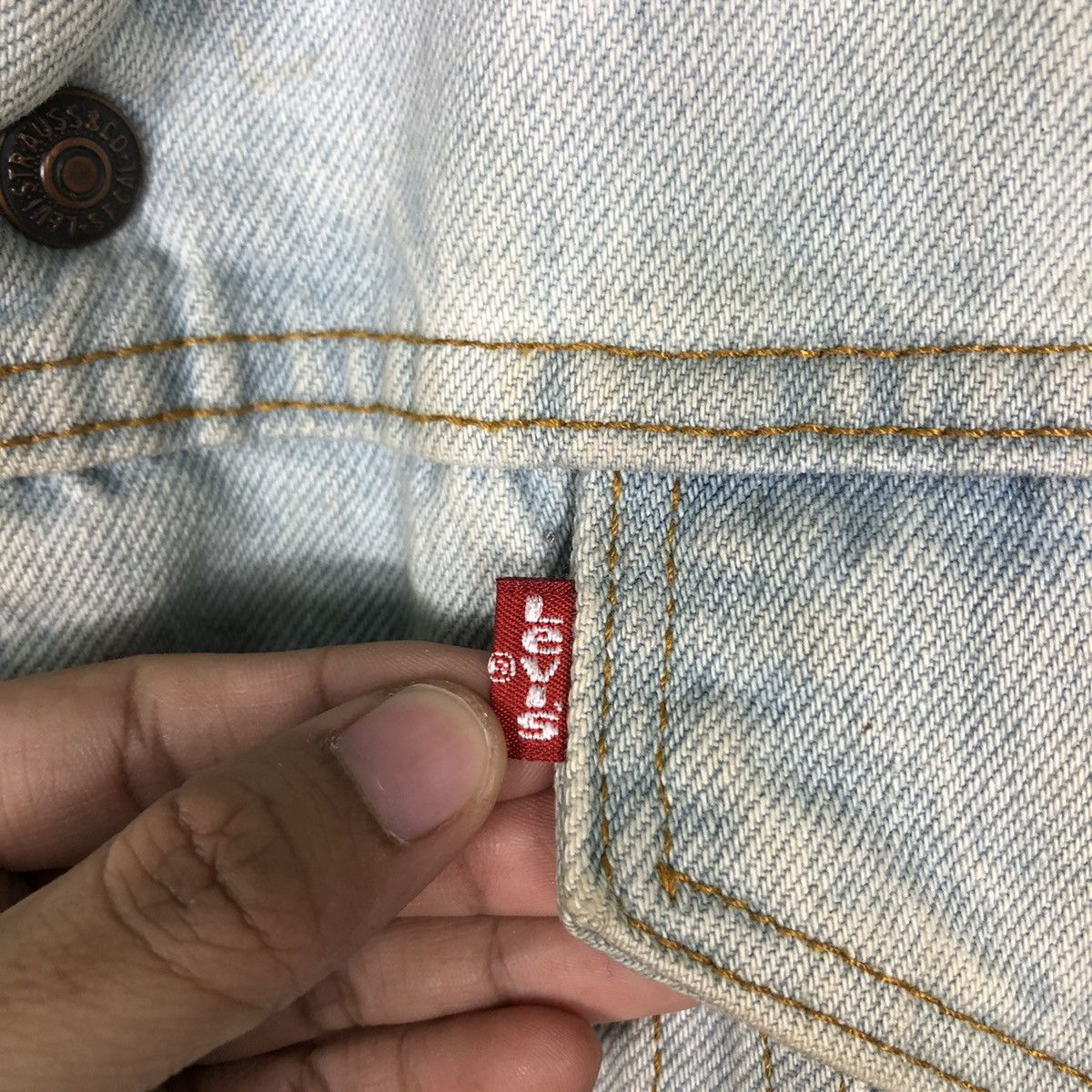 Levi's 🔥VINTAGE DENIM BIKER JACKET LEVI’S USA SHEARLING MINK FUR Size US M / EU 48-50 / 2 - 17 Thumbnail