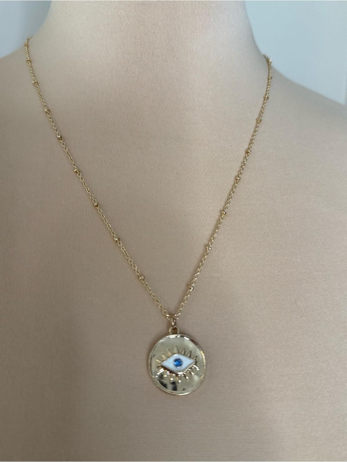 Other Evil eye necklace gold tone adjustable chain lobster clasp Size ONE SIZE - 2 Thumbnail