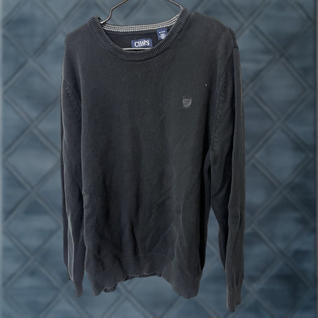 Chaps VINTAGE Chaps Ralph Lauren Long Sleeve Crew Neck Sweater XL Black 100% Cotton Heavyweight Logo Embroidered Mens Regular Knit Crewneck Sweater Size US XL / EU 56 / 4 - 1 Thumbnail
