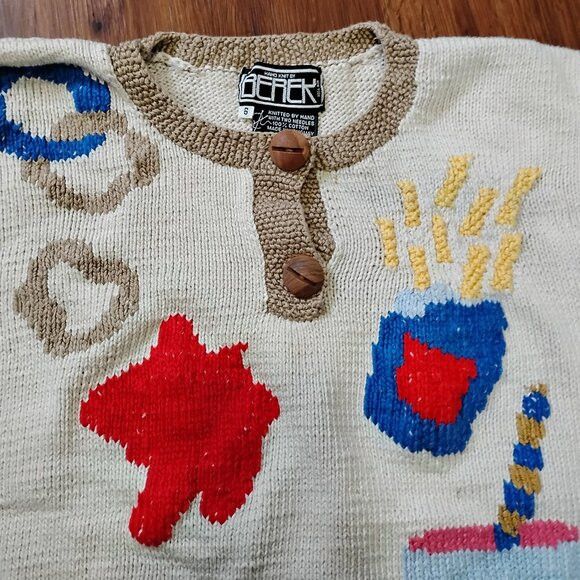 Other Vintage Berek Snack Food Hand Knit Novelty Sweater Size S / US 4 / IT 40 - 1 Thumbnail