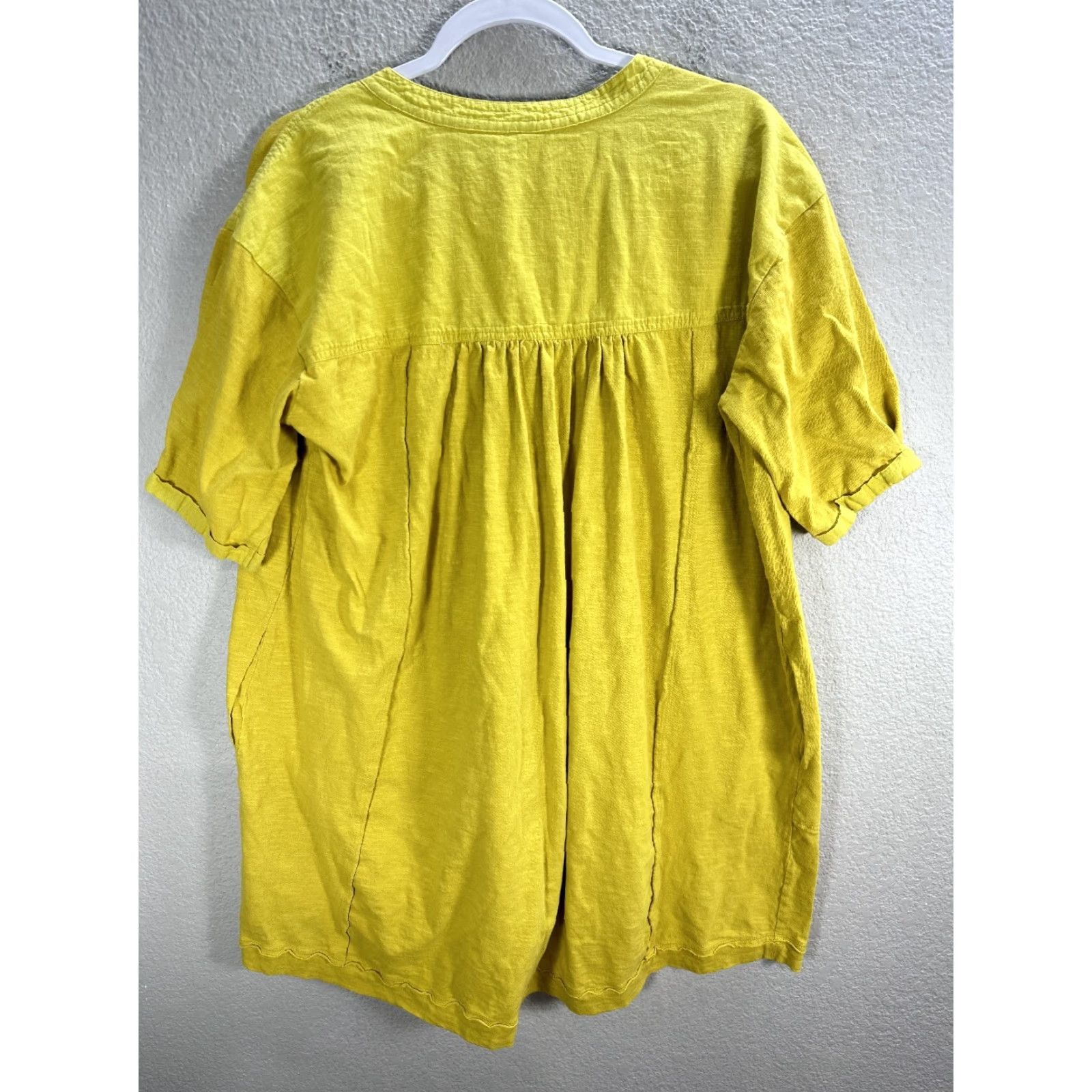 Vintage Uncle Frank Mustard Yellow Oversized Shirt Blouse Top Relaxed Cotton Sz S/M Womens Short Sleeve V-Neck Size S / US 4 / IT 40 - 4 Thumbnail