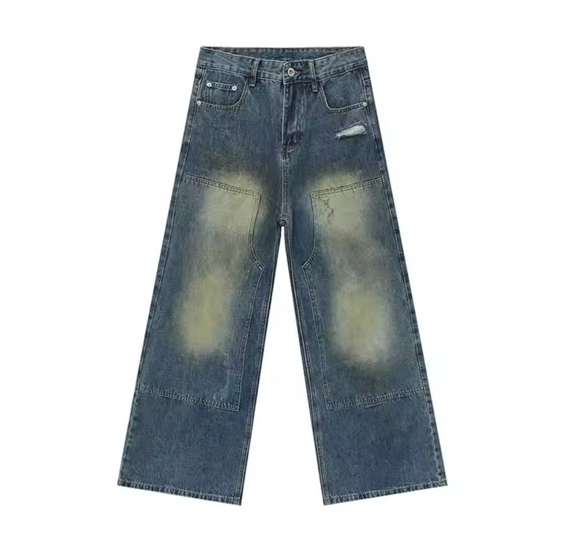 Japanese Brand × Vintage Y2K Men Patched Straight Wide Leg Jean Size US 31 - 8 Thumbnail