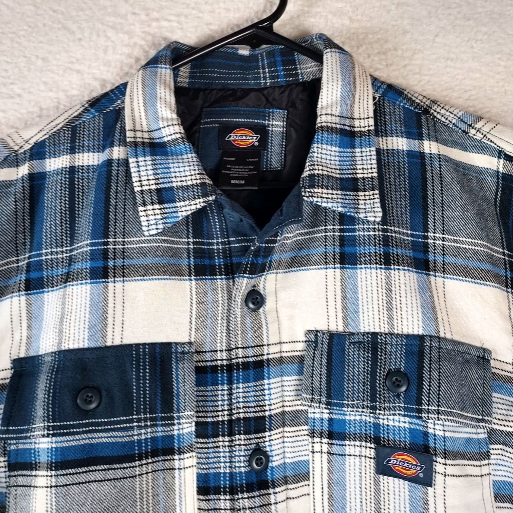 Dickies Dickies Men’s Plaid Flannel Shirt Jacket Bomber Lined Blue Gray M Regular Shacket Workwear Winter Fall Spring Size US M / EU 48-50 / 2 - 6 Thumbnail