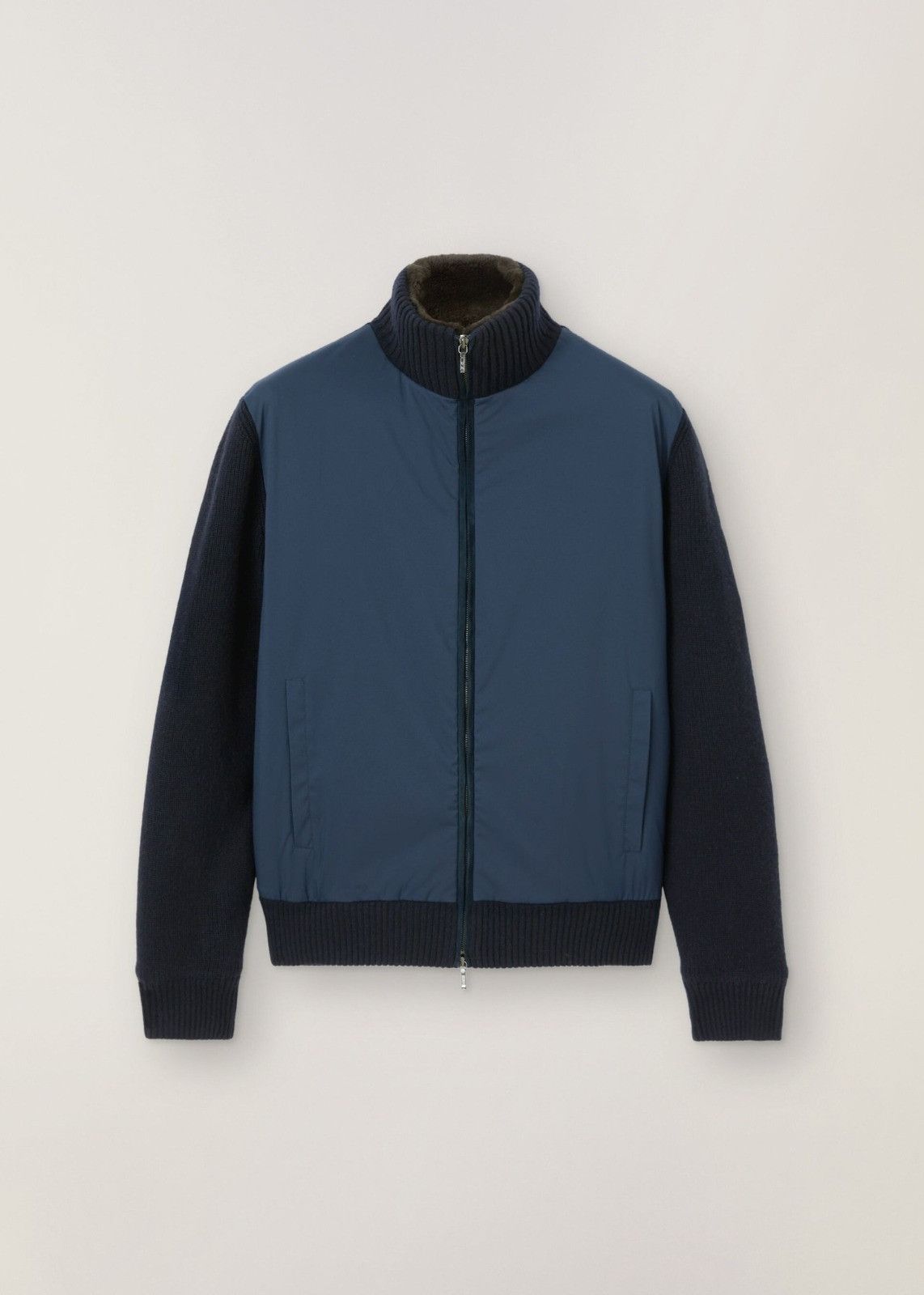 image of Loro Piana O1Loc1C0124 Bomber Jacket In Black Blue, Men's (Size XL)