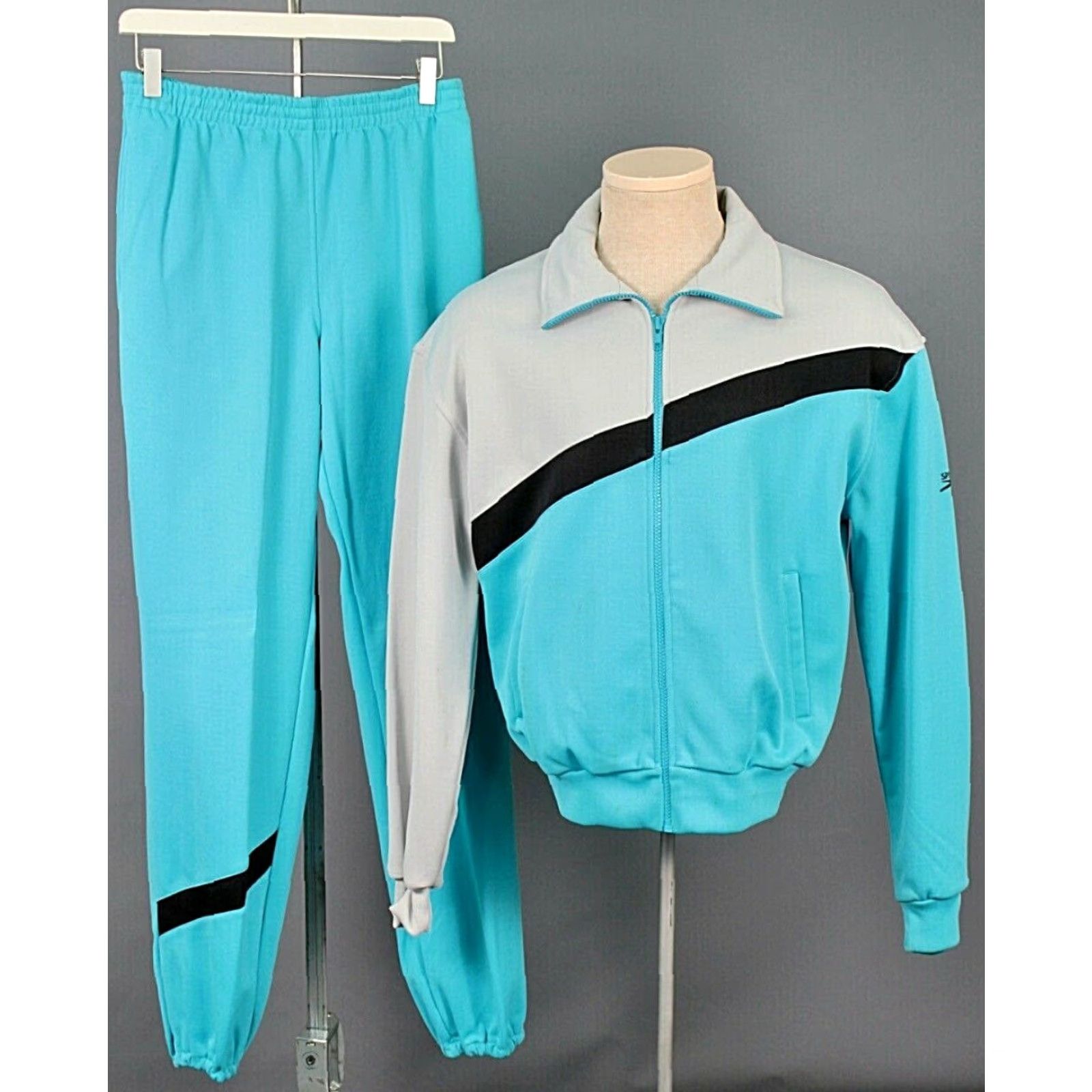 Speedo VINTAGE Speedo Men's 1980s Tracksuit Blue White 2 PC Polyester Sz M Jogging Size US 31 - 2 Thumbnail