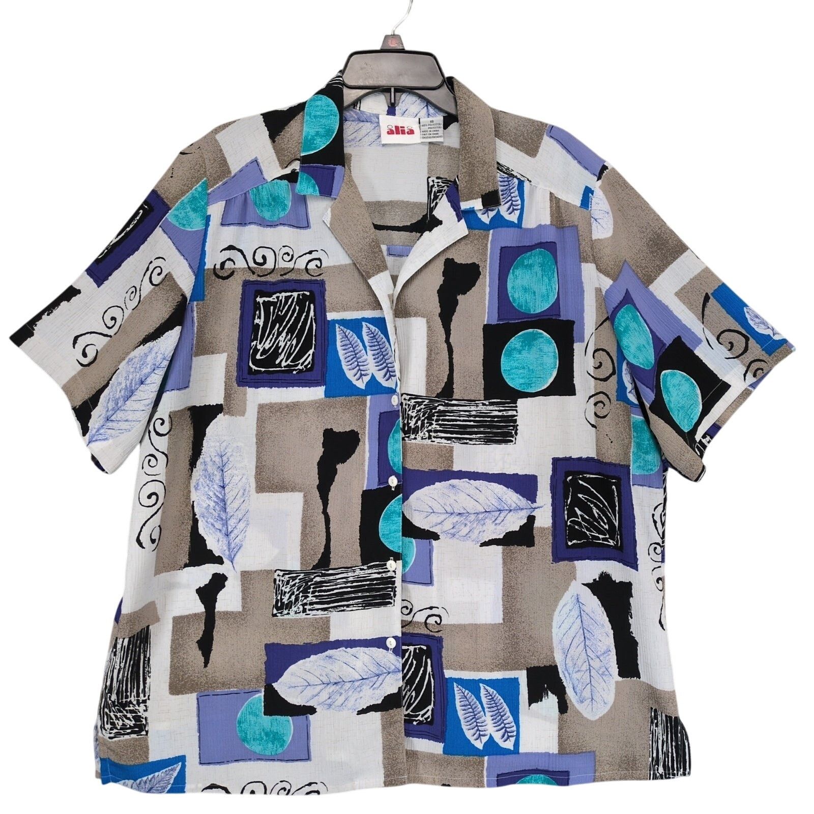 Vintage 90s-Y2K Alia Women's18 Retro Funky Button Up Shirt Blouse Size XL / US 12-14 / IT 48-50 - 1 Thumbnail
