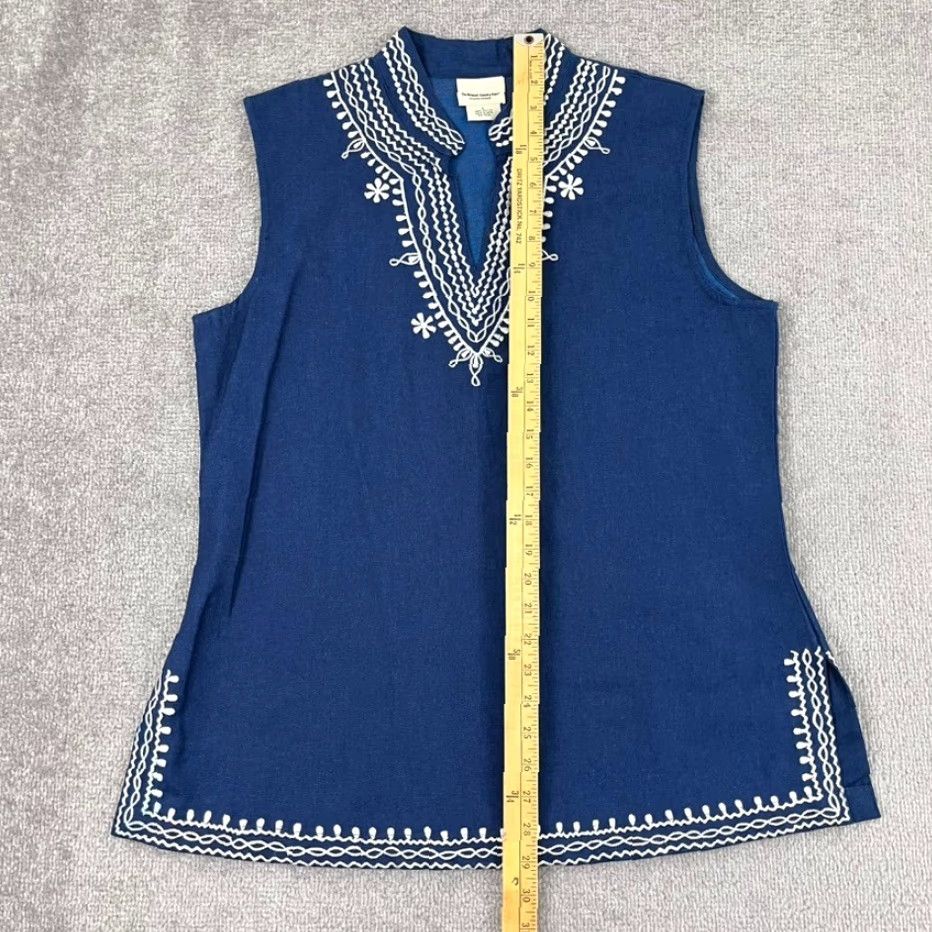 Vintage The Vermont Country Store Blue Tunic Top Womens Large Casual Peasant Blouse Size L / US 10 / IT 46 - 4 Thumbnail
