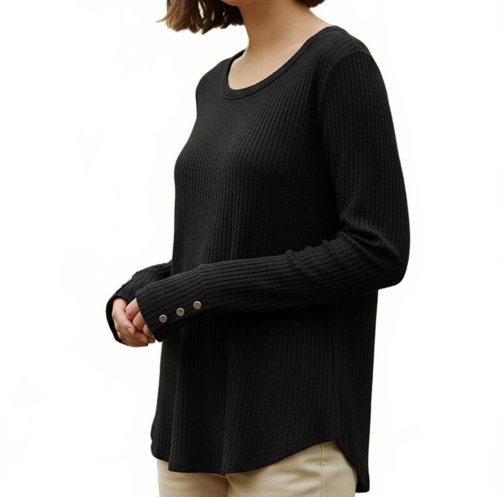 Chase Authentics Chaser Black Ribbed Long Sleeve Women's Top Sz S Size S / US 4 / IT 40 - 1 Thumbnail