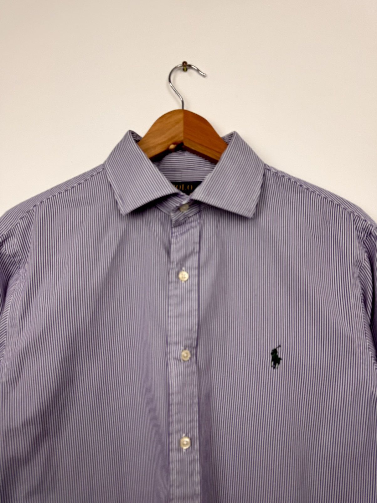 Polo Ralph Lauren Polo Ralph Lauren Men Striped Cotton Shirt Purple Size 16 M Size US M / EU 48-50 / 2 - 2 Thumbnail