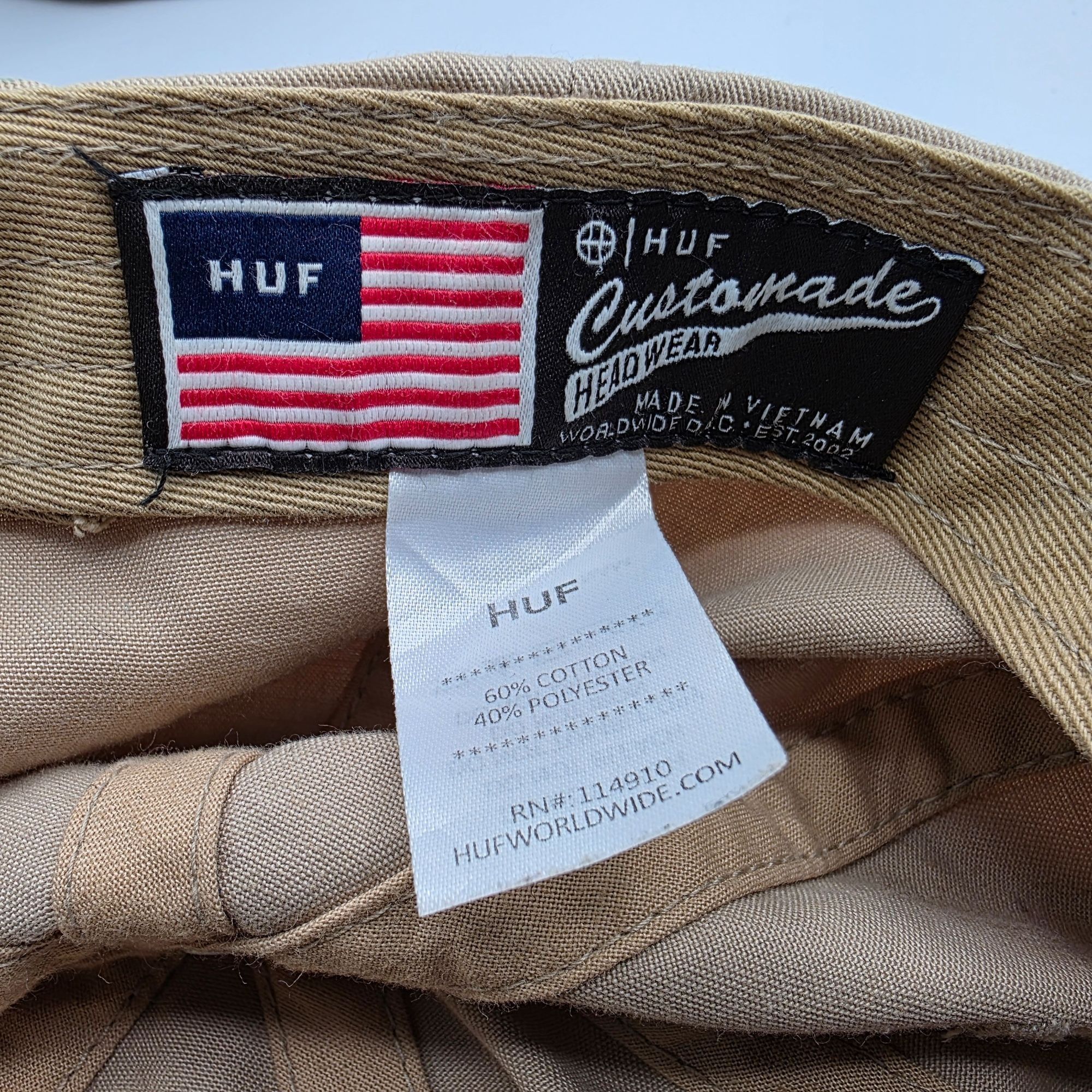 Huf HUF Script Curved Beige Pink Cotton Adjustable Strapback Hat Size ONE SIZE - 7 Thumbnail