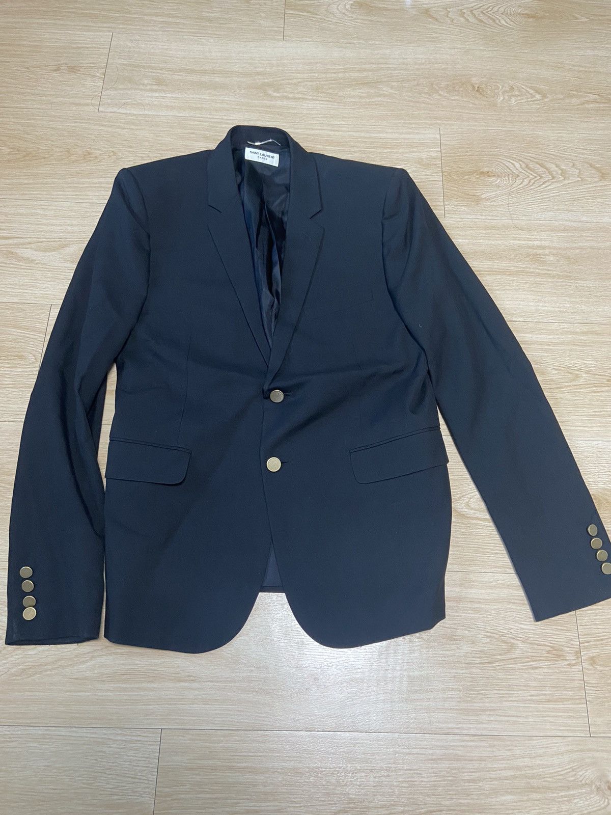54 Saint Laurent ss17 gold button wool blazer suit