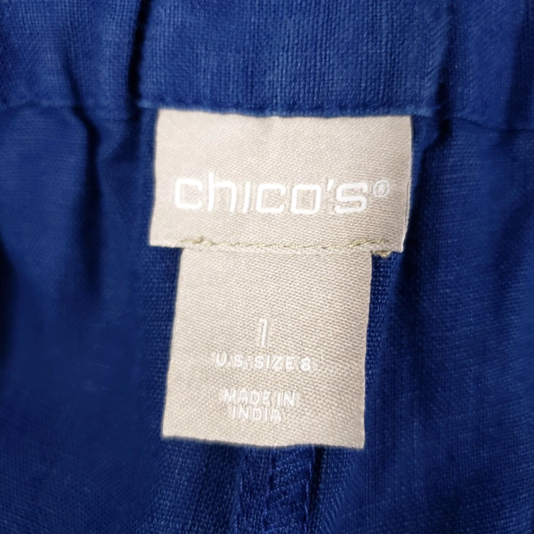 Vintage Chico's Womens Cropped Linen Pants Sz 8 Solid Blue Pull On High Rise Pants Women 8 Cropped Linen Blue Chicos Womens Pants Size 30" / US 8 / IT 44 - 8 Thumbnail
