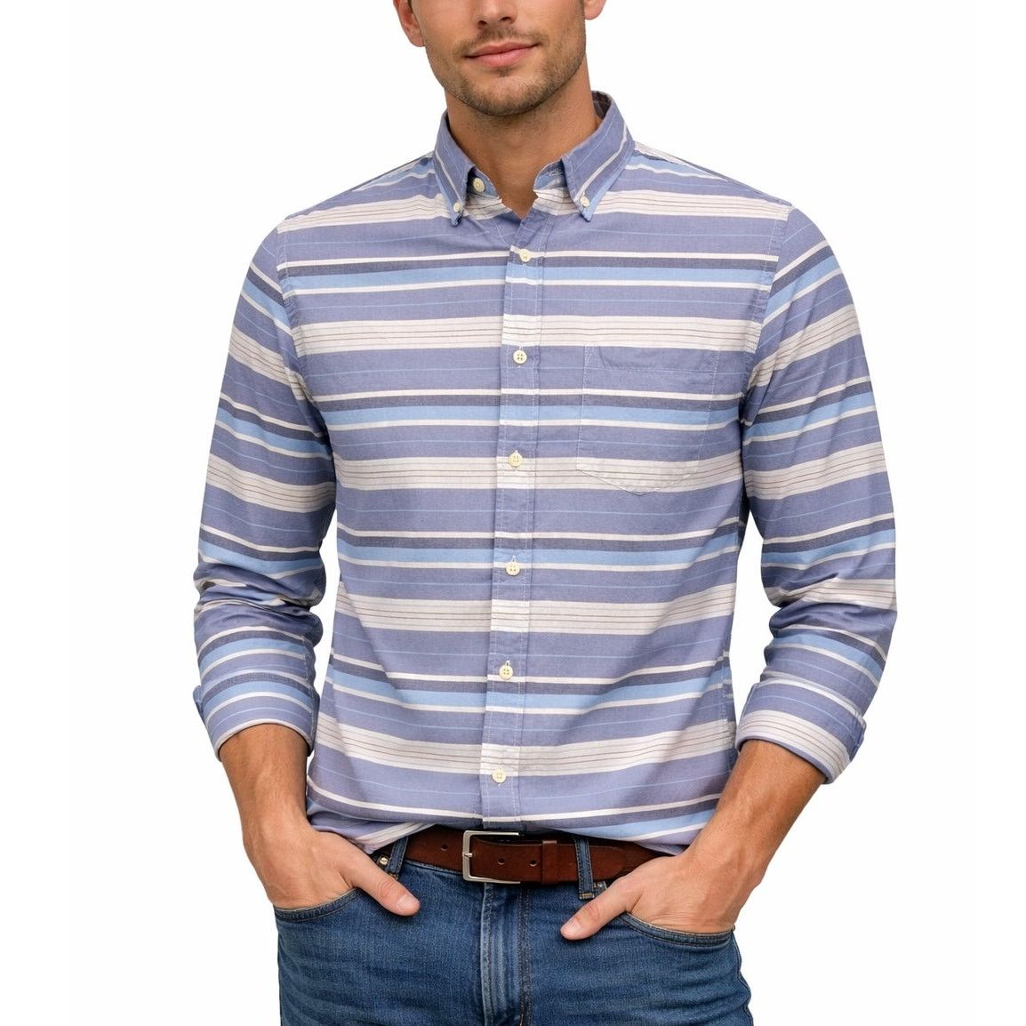 J.Crew J. Crew Shirt M Slim Fit Multicolor Horizontal Striped L/S Size US M / EU 48-50 / 2 - 1 Thumbnail