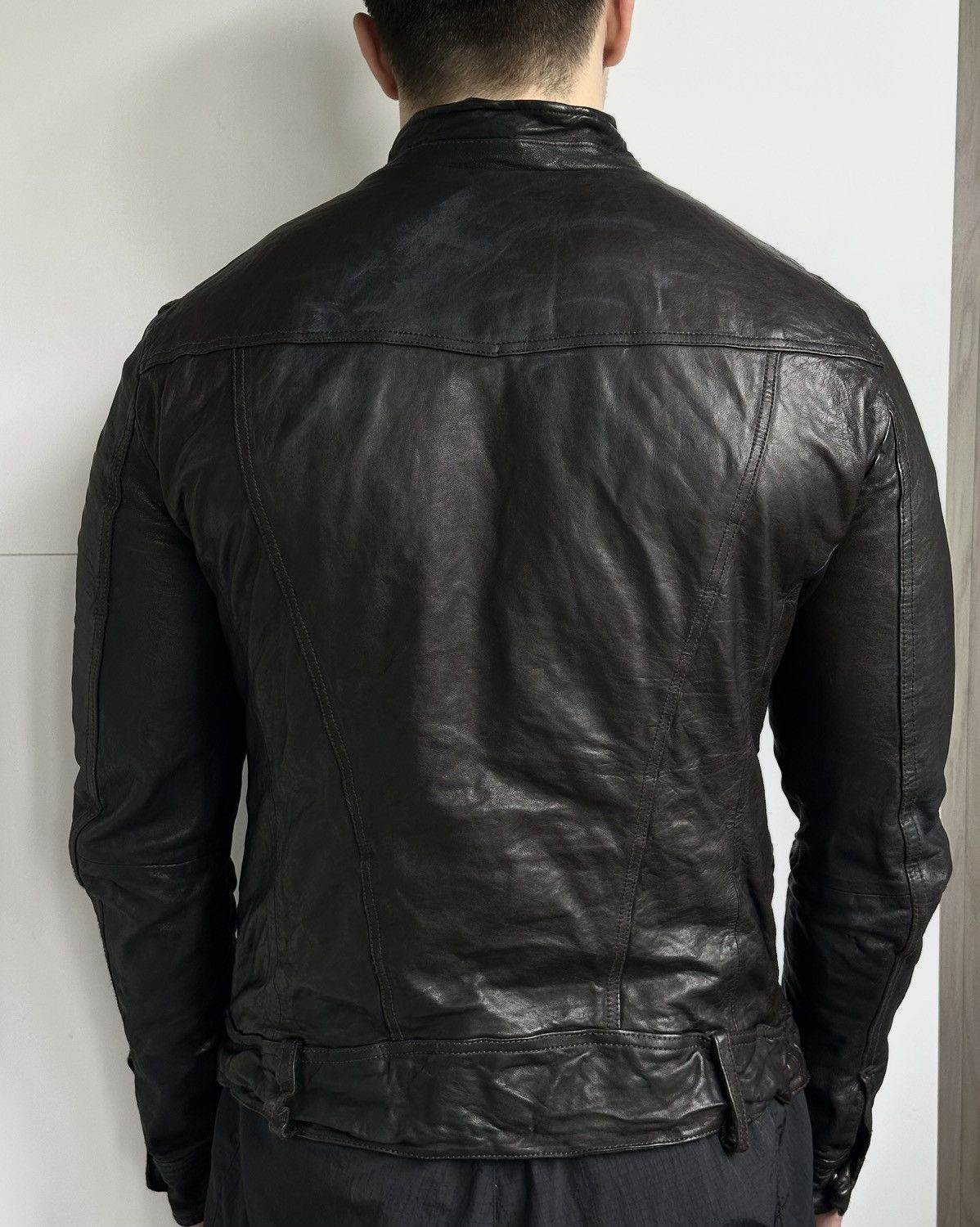 Allsaints Allsaints Neuman Men's Dark Brown Leather Jacket - Size L Size US L / EU 52-54 / 3 - 3 Thumbnail