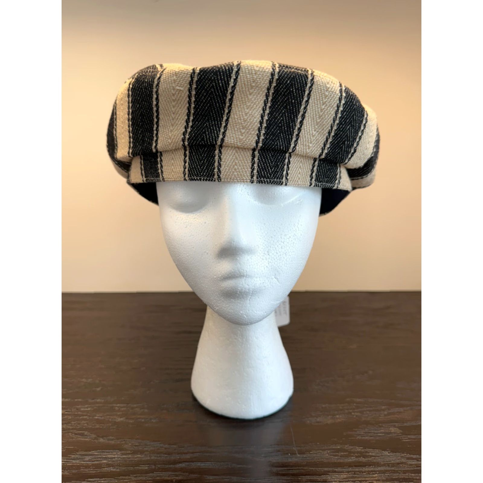 Vintage Anthony Peto Beret Mens Small Black Cricket Stripes Twill Made in France Size ONE SIZE - 2 Thumbnail