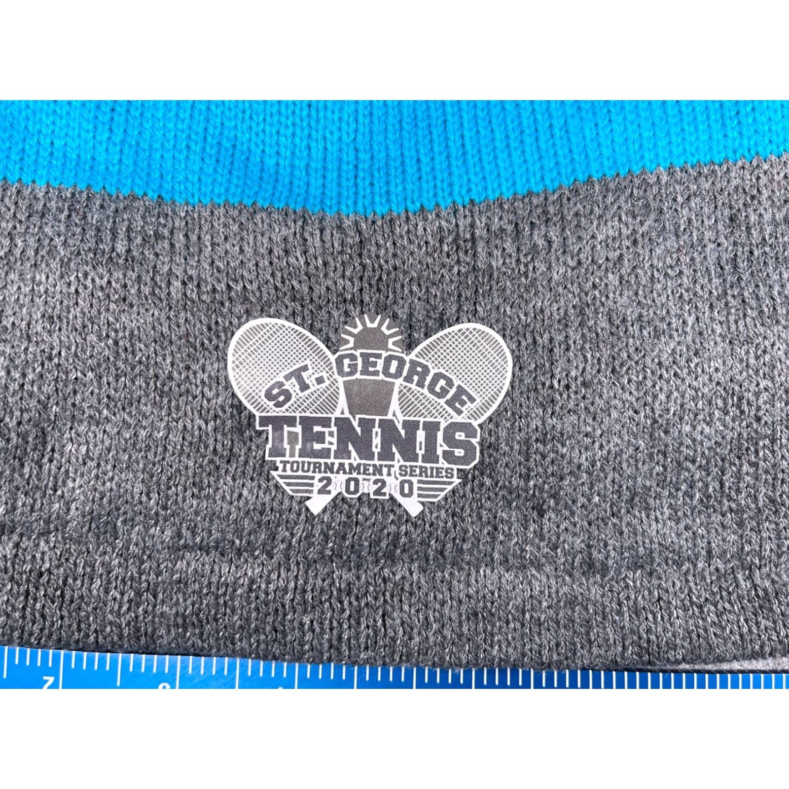 Port & Company VINTAGE St George Tennis Tournament Series 2020 Beanie Adult Gray Blue Knit Acrylic Line Size ONE SIZE - 2 Thumbnail