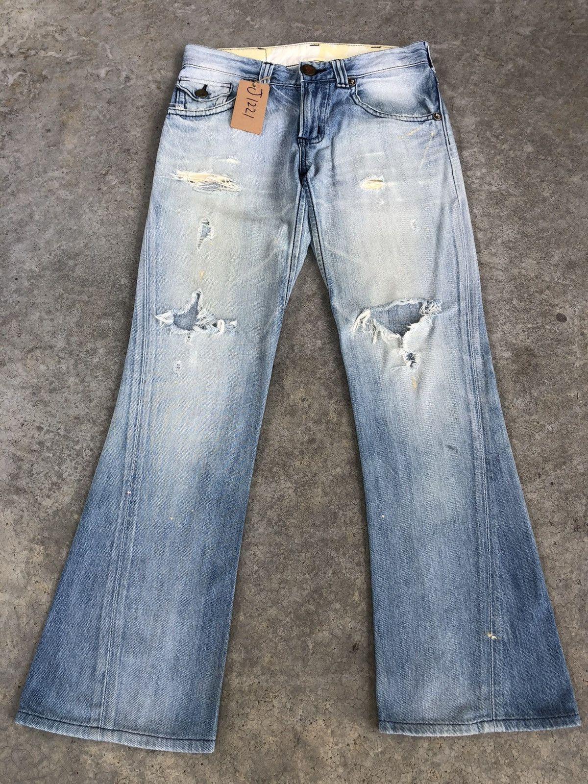 Who Decides War Japanese Edwin Blue Trip Flared Jeans Mud Wash Distressed Size US 32 / EU 48 - 1 Thumbnail