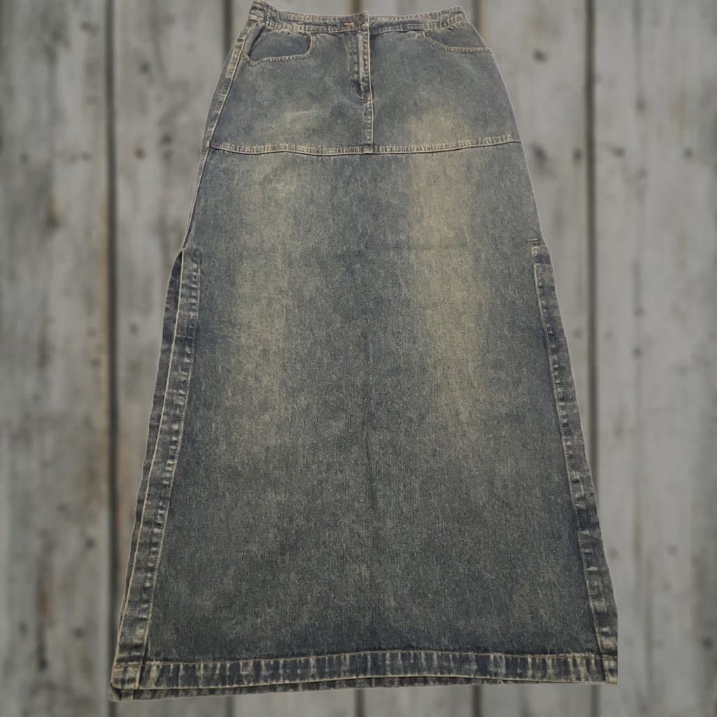 Vintage VINTAGE Newport News Jeanology Denim Long Skirt Women 8 Slits Cottage Core Western Size 30" / US 8 / IT 44 - 1 Thumbnail