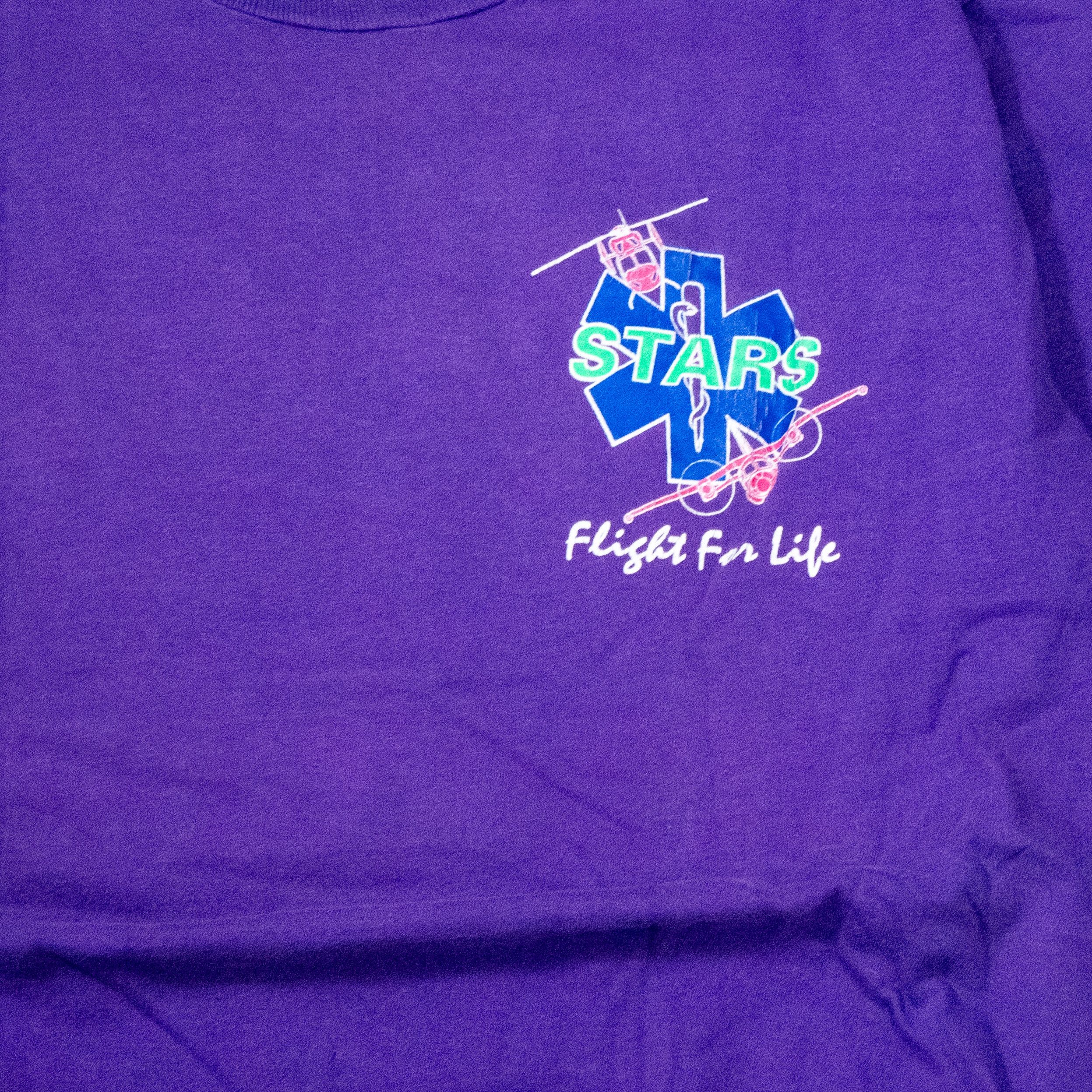 Vintage Vintage 1990s Stars Flight For Life Single Stitch Purple Tee Size US M / EU 48-50 / 2 - 4 Thumbnail