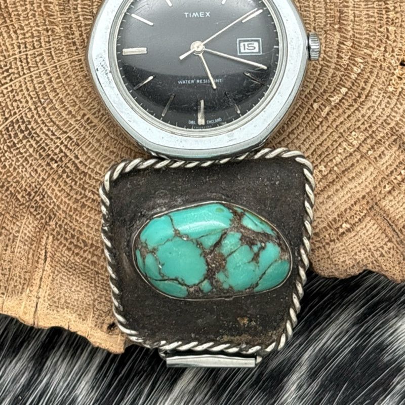 Native Timex Watch With 1960s Native American NAVAJO Sterling Tips Size ONE SIZE - 2 Thumbnail