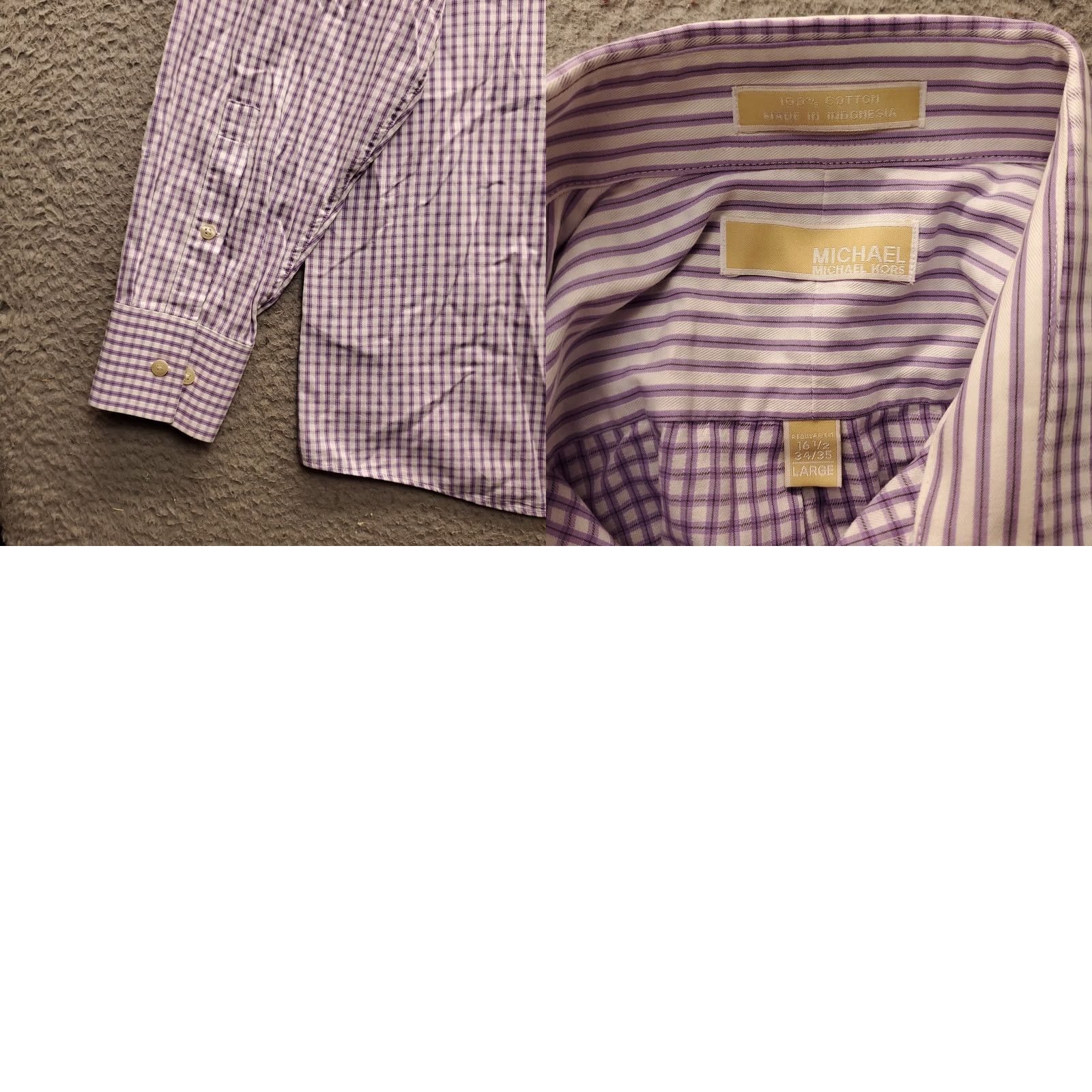Michael Kors Michael Kors Dress Shirt Mens L Multi Plaid Long Sleeve Regular Button Up Size 42R - 8 Thumbnail