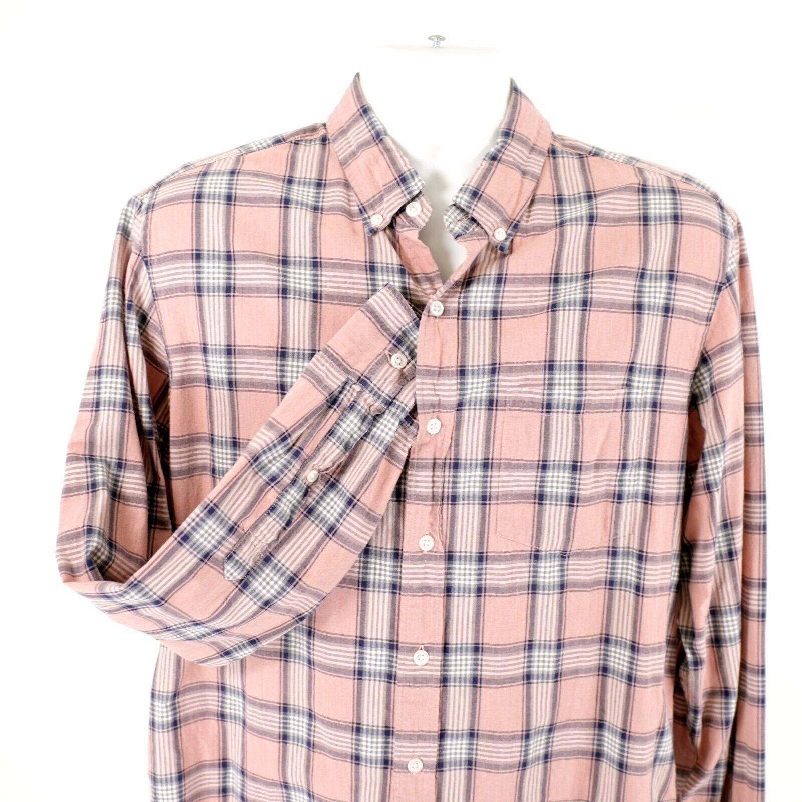 J.Crew J Crew Flex Washed Slim Large Pink Blue Plaid Button Down Lo Size US L / EU 52-54 / 3 - 1 Thumbnail