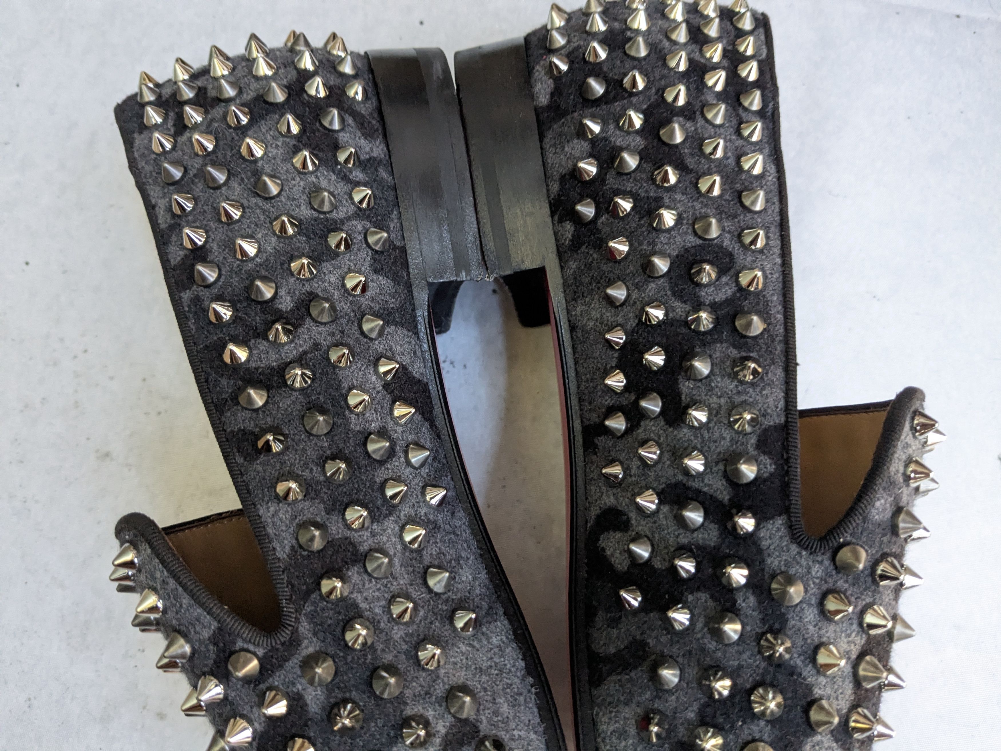 Christian Louboutin Christian Louboutin Spike Loafers Black Gray 13 46 Wool Size US 13 / EU 46 - 8 Thumbnail