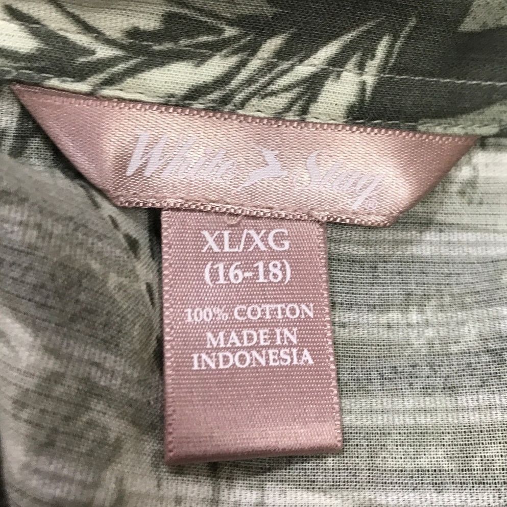 Other White Stag Green Leaf Pleated Collared Short Sleeve Top XL Size XL / US 12-14 / IT 48-50 - 3 Thumbnail