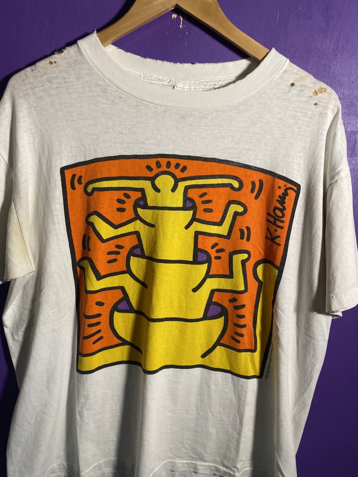 Keith Haring Vintage 1993 Keith Haring stacking up art tee Size US L / EU 52-54 / 3 - 3 Thumbnail