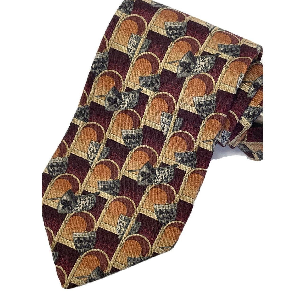Ermenegildo Zegna Vtg Ermenegildo Zegna Orange Gold Silk Neck Tie Size ONE SIZE - 1 Thumbnail