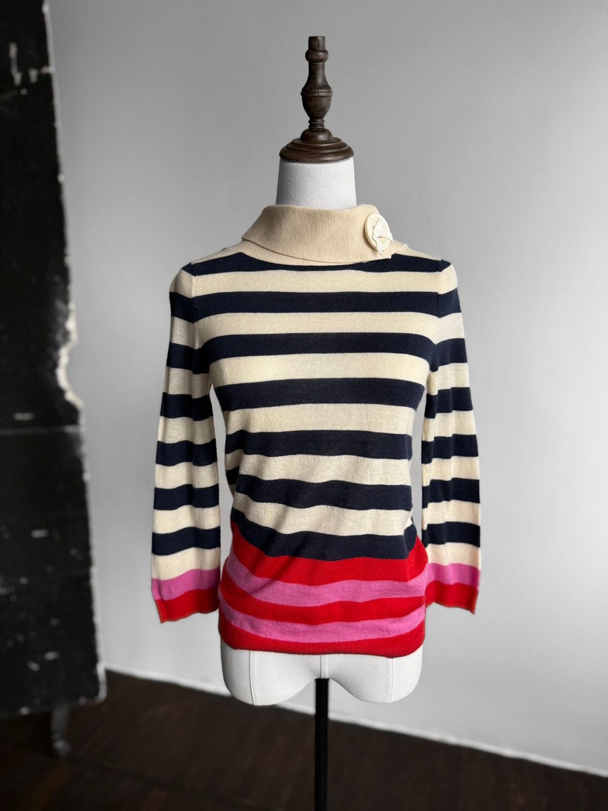 Kate Spade Kate Spade Womens Multicolor Striped High Neck Knit Sweater Size XS / US 0-2 / IT 36-38 - 1 Thumbnail