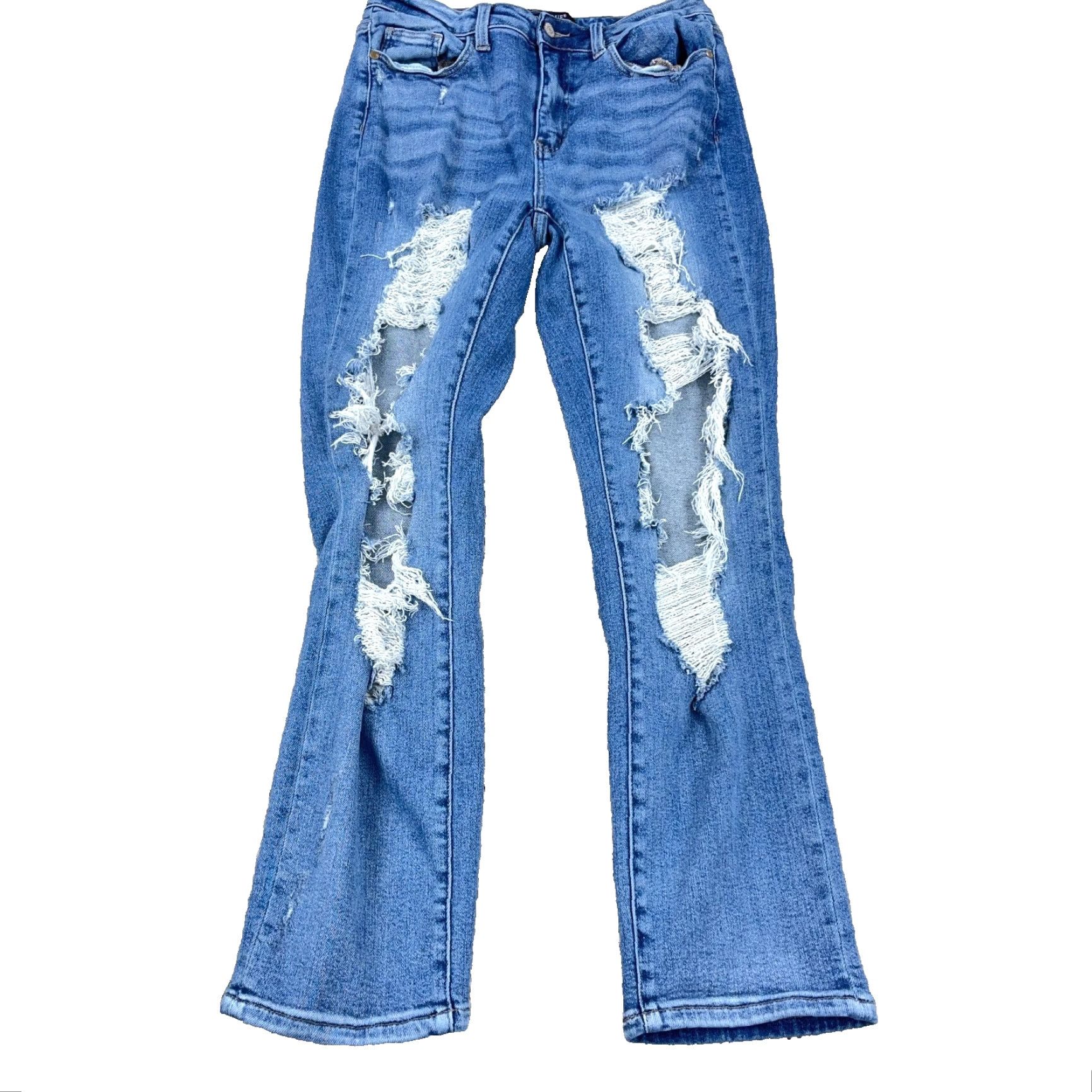 Vintage Judy Blue Jeans Women 9 29 Straight Fit Blue Distressed Distressed High Rise Jeans Regular Waist Non-Vintage Vintage: No Size 29" - 2 Thumbnail