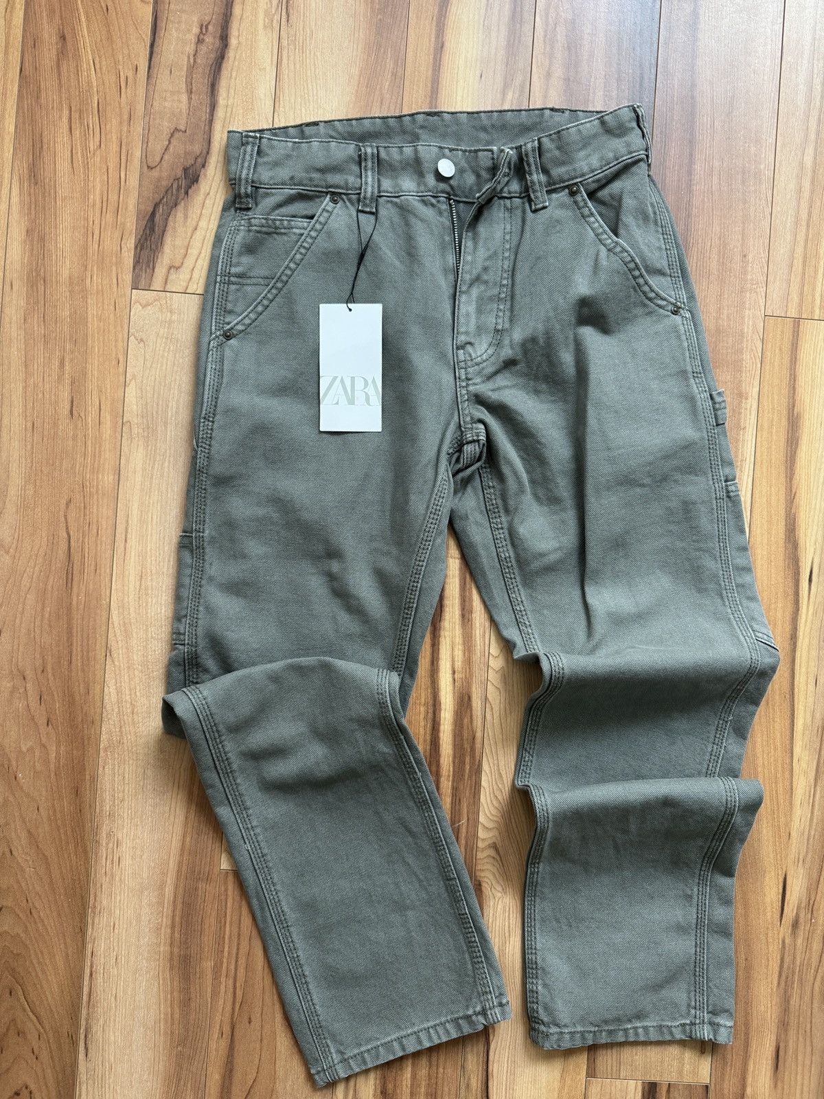 Zara Olive green Zara carpenter pants Size US 29 - 1 Thumbnail
