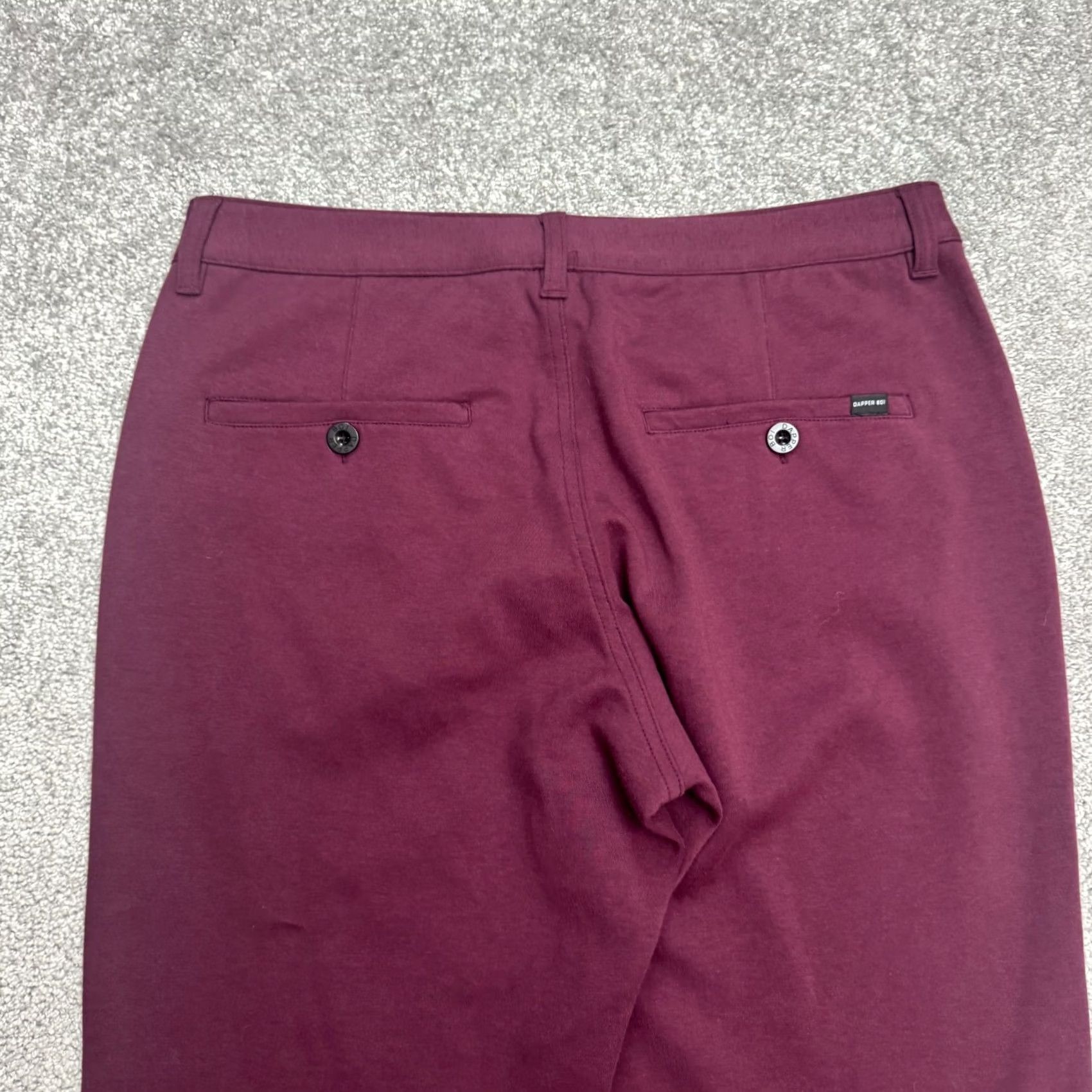 Vintage Dapper Boi Slim Fit Chino Pants Mens 38 Burgundy Red Cotton Stretch 5-Pocket Flat Front Straight Leg Casual Workwear 60s None Size US 38 / EU 54 - 4 Thumbnail