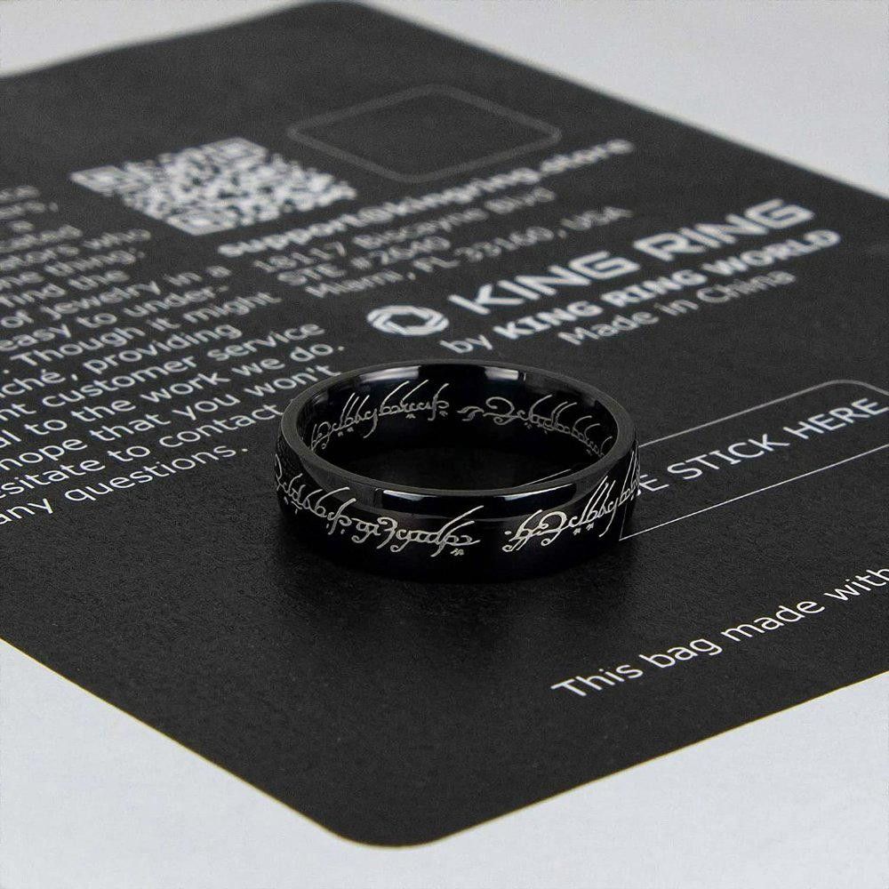 Designer Hobbit Lord of the Rings Black Engraving Ring - Size 7 Size ONE SIZE - 7 Thumbnail