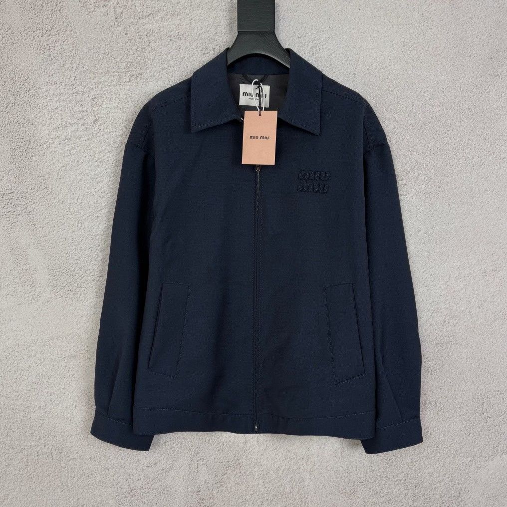Miu Miu Miu Miu Retro Embroidered Blue Jacket M Women Size M / US 6-8 / IT 42-44 - 1 Thumbnail
