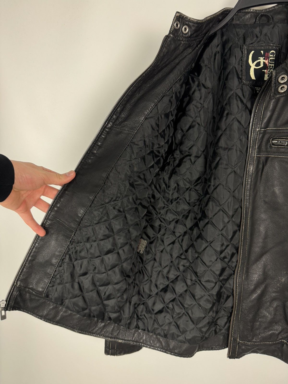 Guess Y2K Distressed Guess Bike Leather Jacket Size US M / EU 48-50 / 2 - 13 Thumbnail