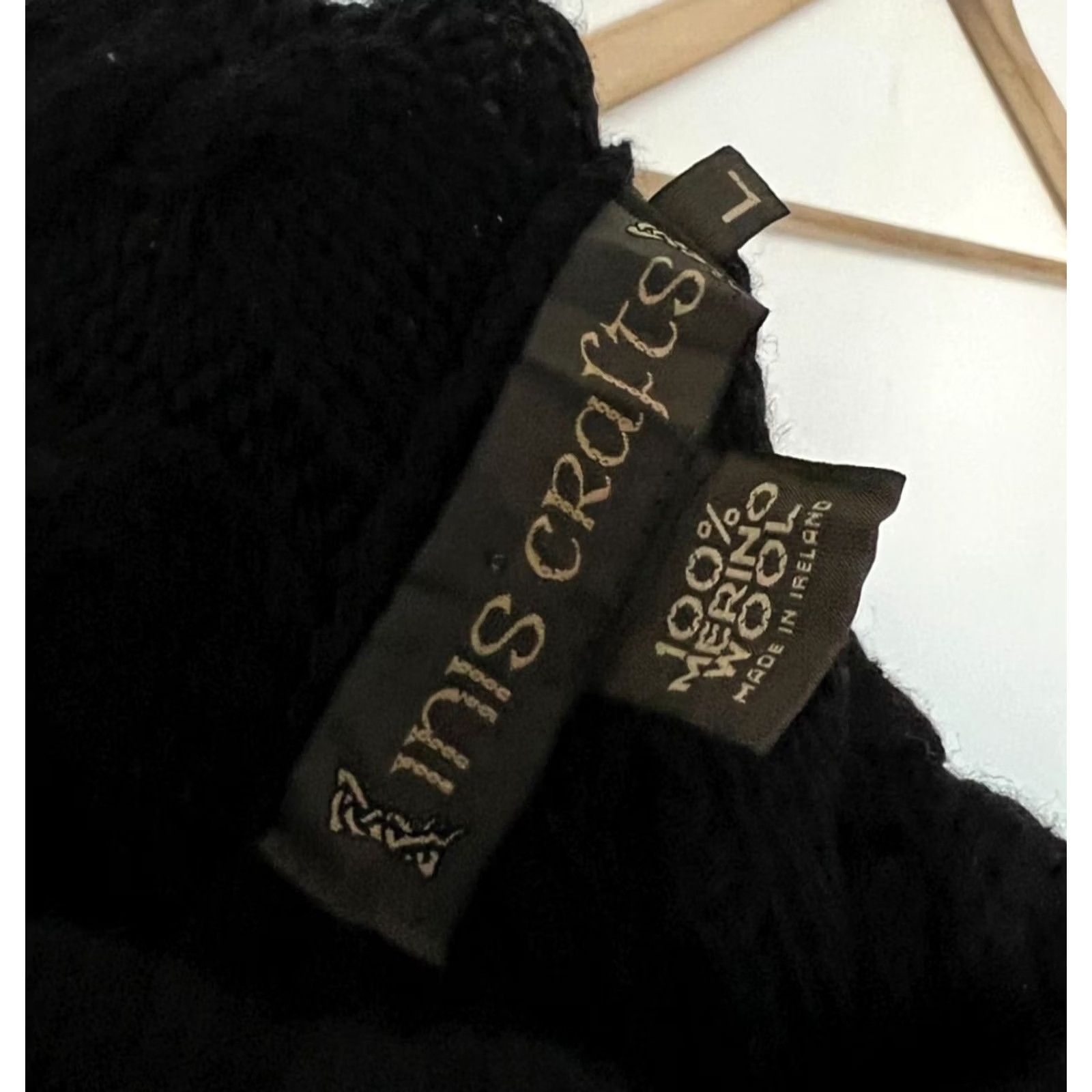 Vintage INIS CRAFTS 100% Merino Wool Cable-Knit High Neck Sweater IN Ireland Wmns L Black Vintage 90s Womens Pullover Knit Shirt Size L / US 10 / IT 46 - 5 Thumbnail